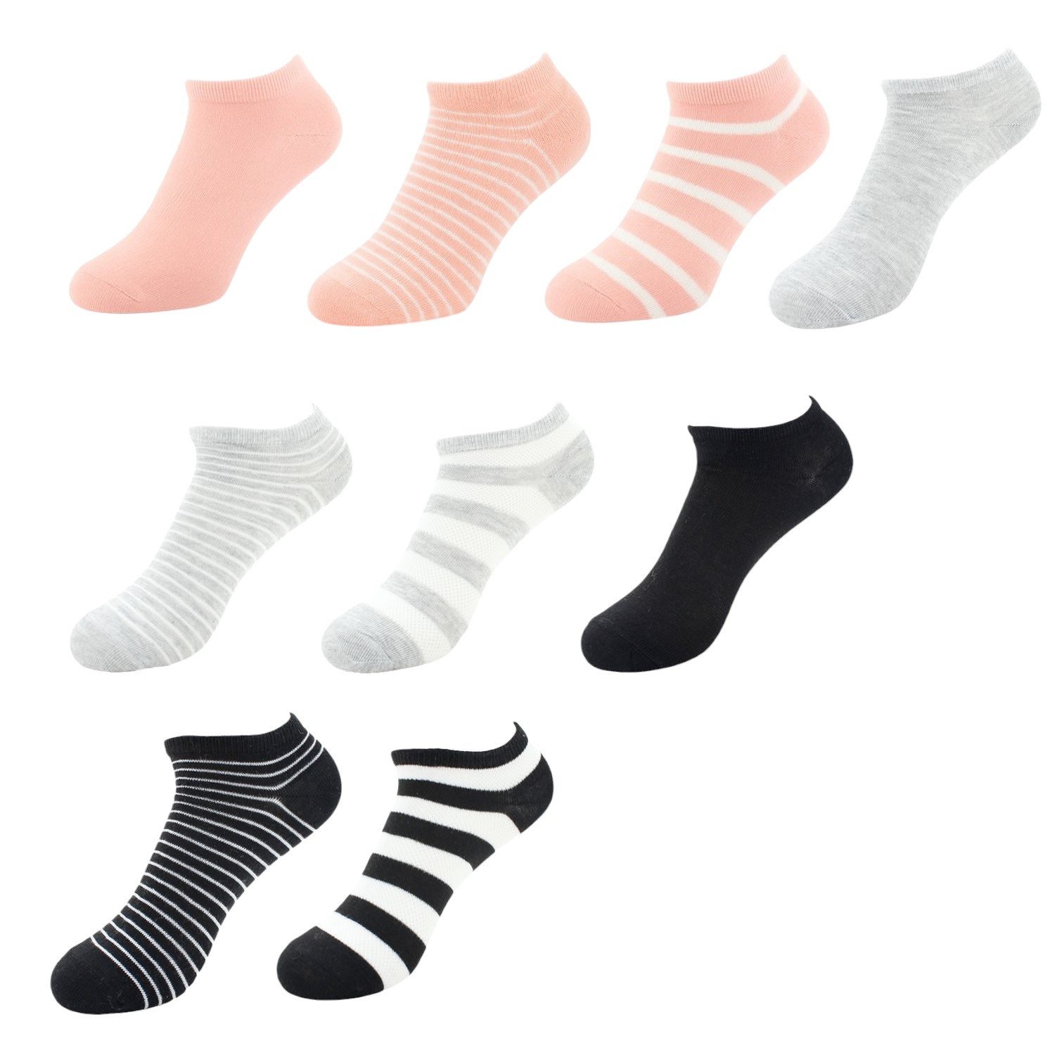 VewoTex Sneakersocken 9er Pack Damen Sneaker Socken » Set 9 Paar Kurzsocken günstig online kaufen