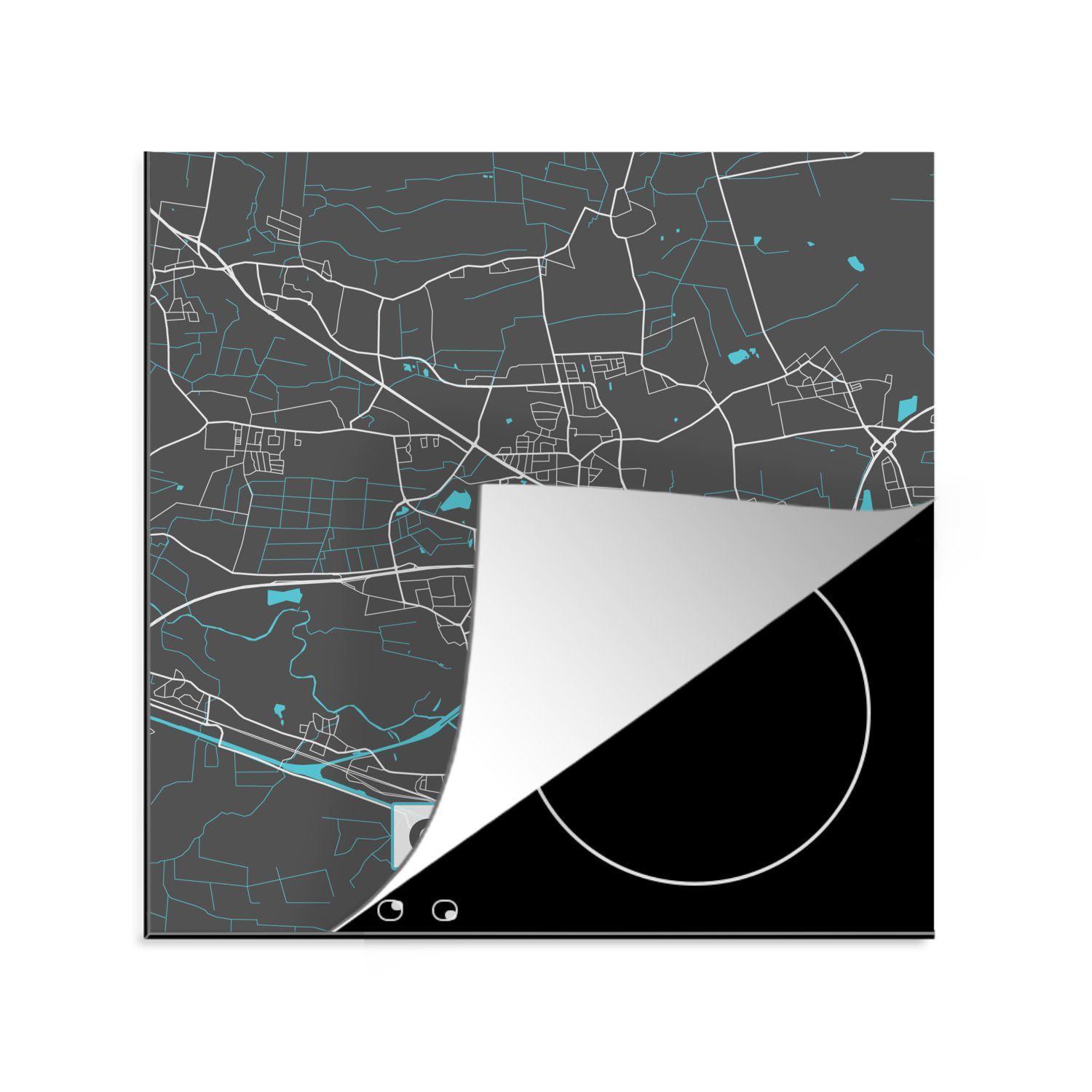 MuchoWow Herdblende-/Abdeckplatte Karte - Stadtplan - Garbsen - Deutschland - Blau, Vinyl, (1 tlg), 78x78 cm, Ceranfeldabdeckung, Arbeitsplatte für küche