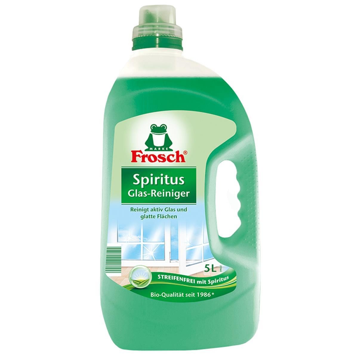 Frosch Spiritus Glas-Reiniger 5L reinigt aktiv Glas & glatte Flächen (Glasreiniger