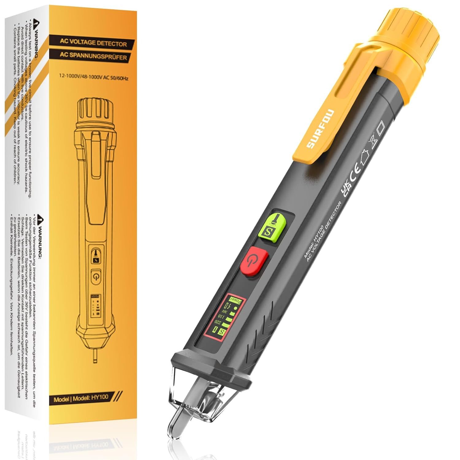 Spannungsprüfer Kontaktloser Spannungsprüfer 12–1000V – Mit NCV, Alarmfunktion