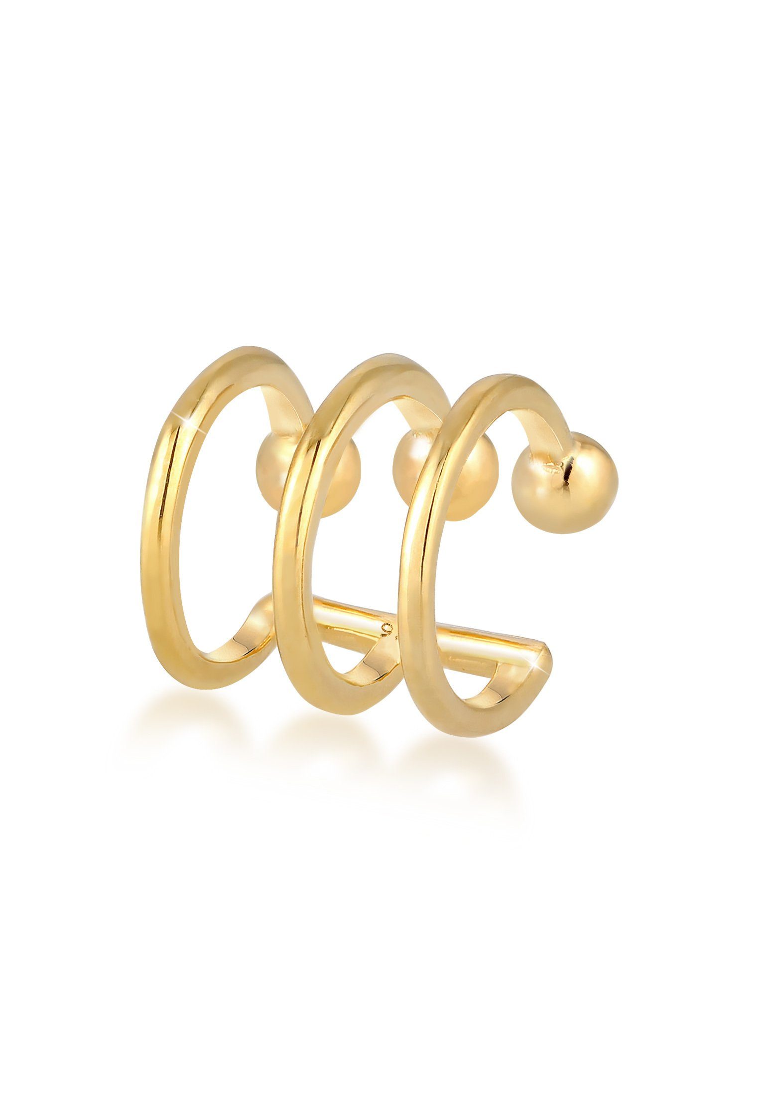 Ohrklemme Elli 3er Single-Ohrhaken Silber Cuffs Ear 925er Kugel Trend Gold