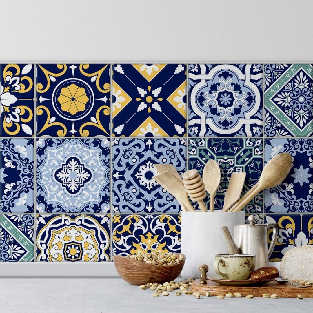 K&L Wall Art Fliesenaufkleber Klebefliese Sticker selbstklebend Marokkanische Kachel Küche | Fliesenaufkleber