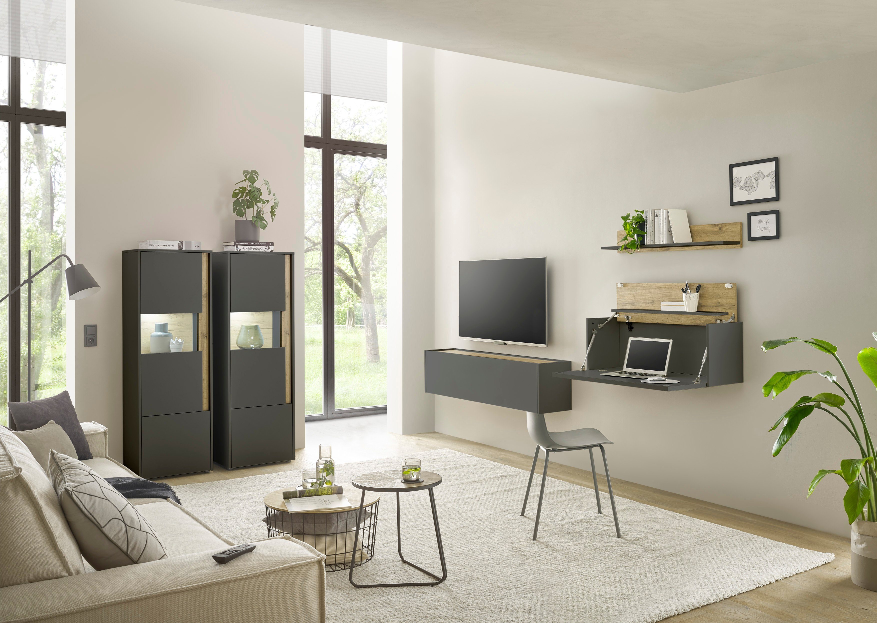 Home affaire Büromöbel-Set CiTY/GiRON, (Set, 5-tlg), Home Office, mit Wandsekretär