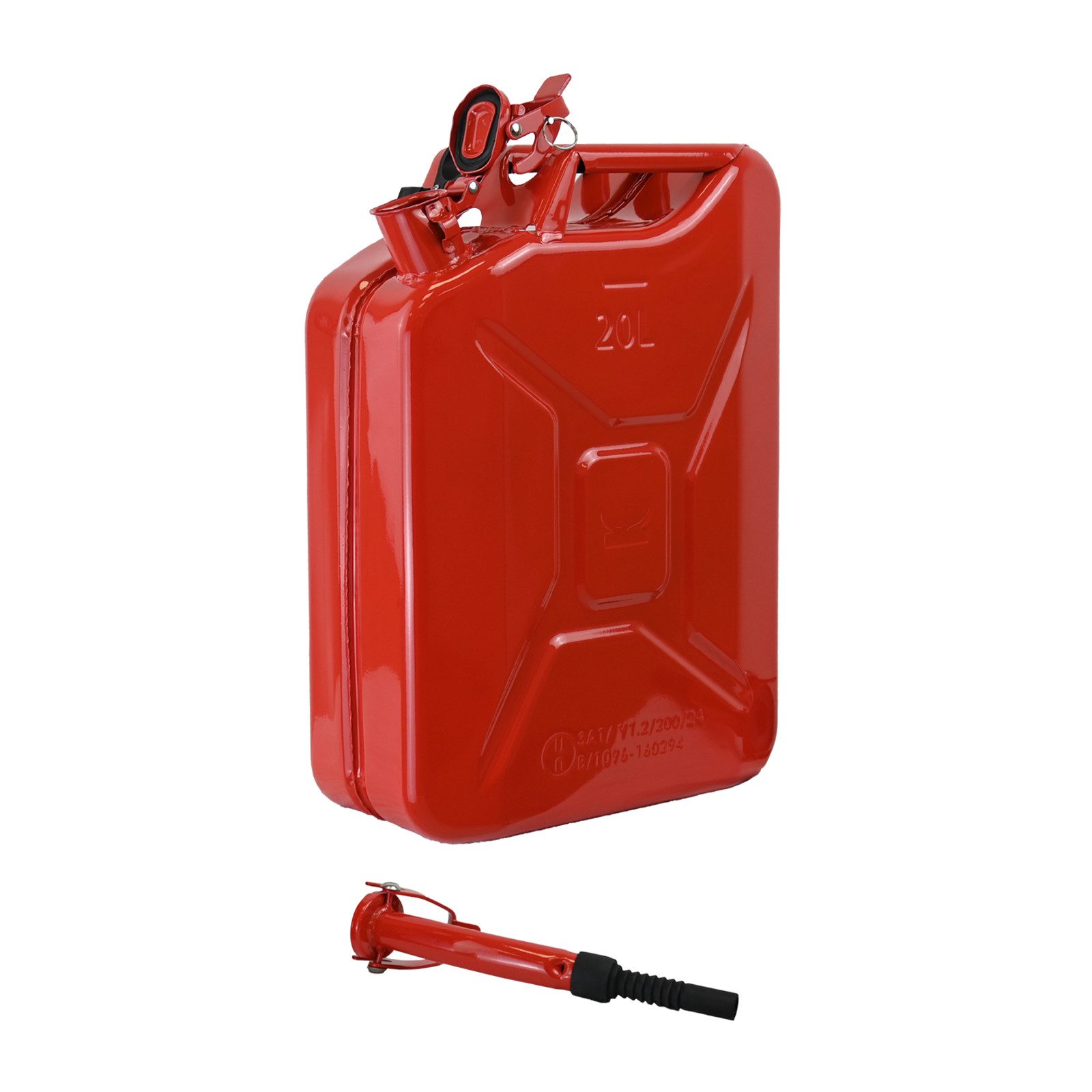 TRUTZHOLM Kanister Metallkanister 20 Liter inkl. Ausgießer + Halterung rot Dieselkanister (mit Ausgießer und Halter, Reservekanister mit UN ZUlassung), Robust und langlebig mit UN-Zulassung