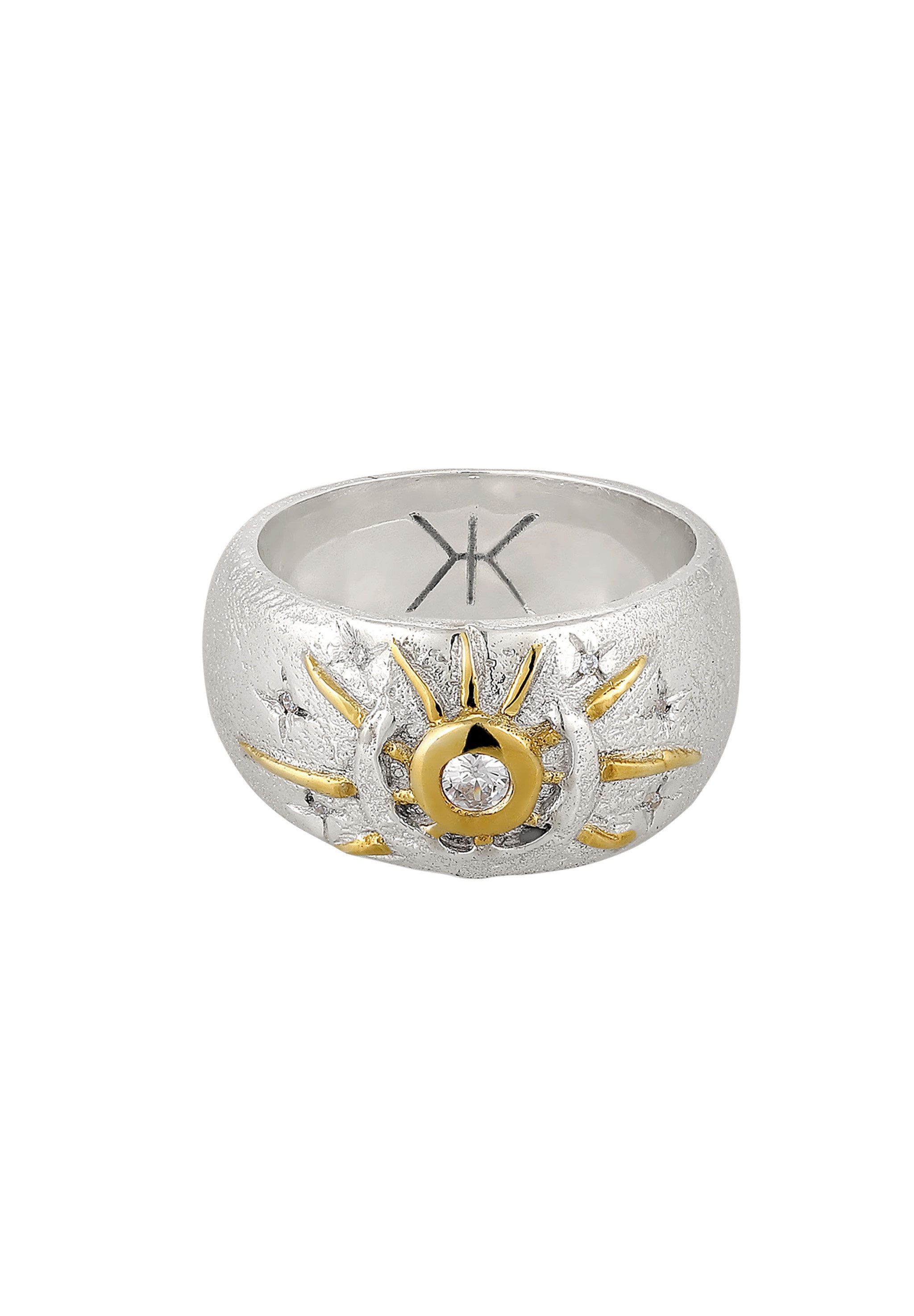 Kuzzoi Silberring Sonne Mond Zirkonia Weiß 925 Sterling Silber vergoldet günstig online kaufen