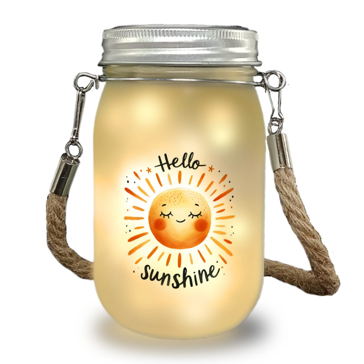 speecheese Dekolicht Sonne Freundschaft Solarlicht mit Spruch Hello sunshine