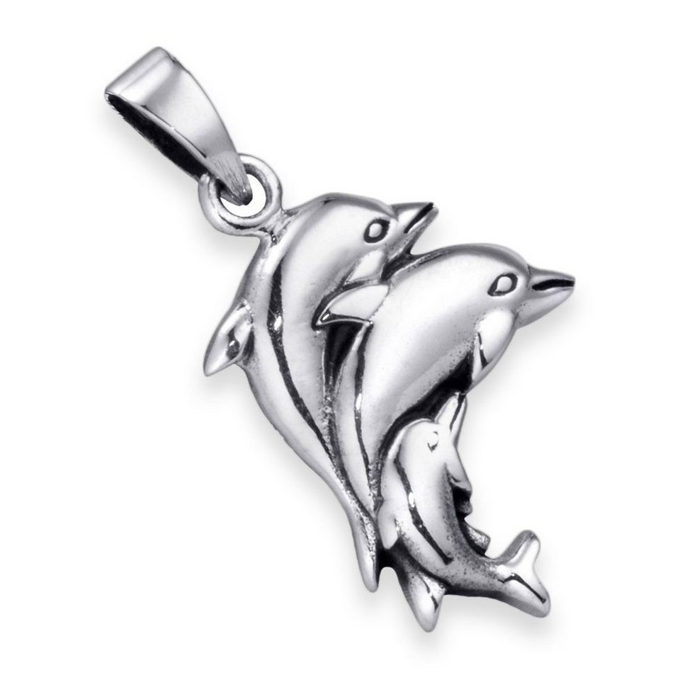 Materia Kettenanhänger Damen Silber Delfin Familie 45-60cm KA-345, 925  Sterling Silber