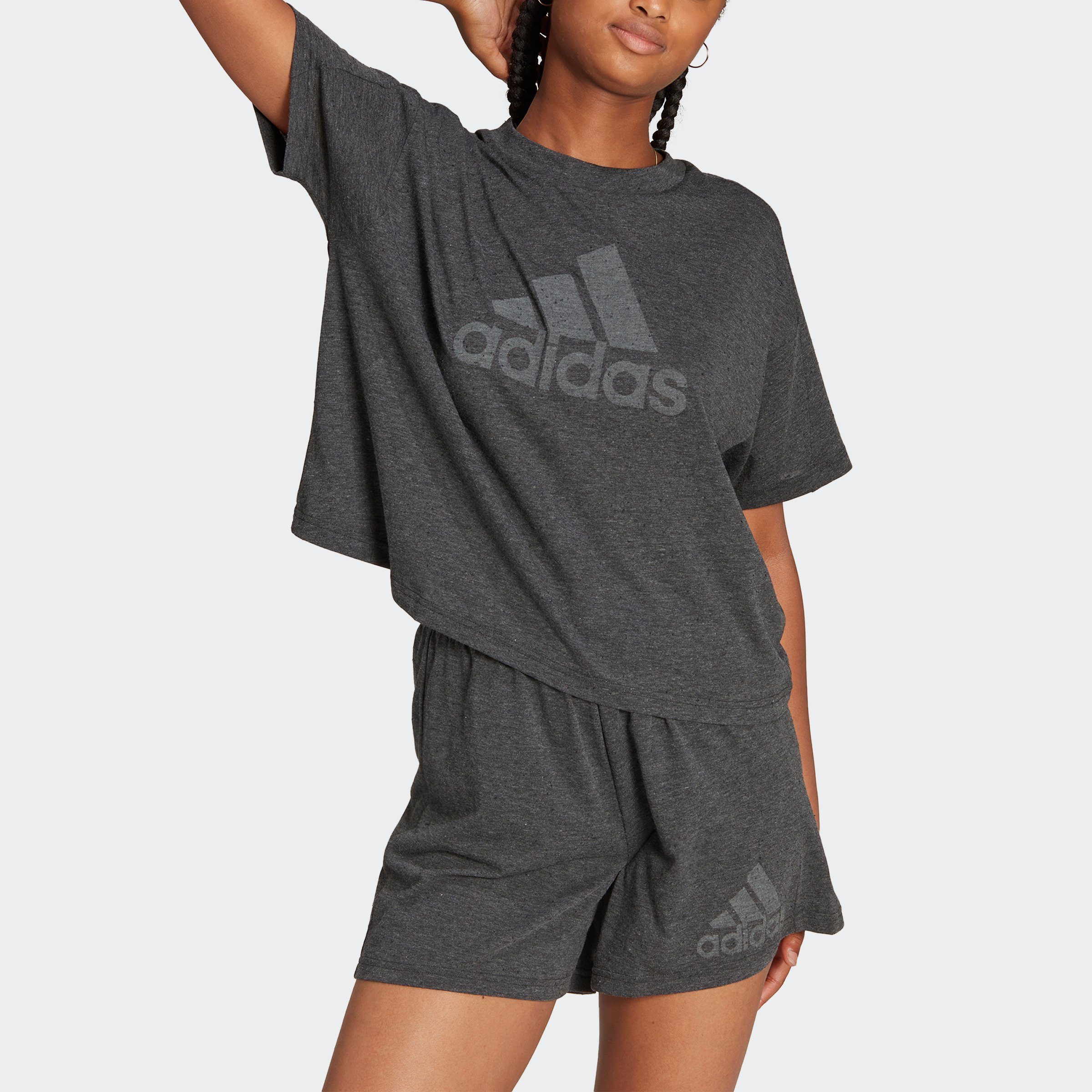 T-Shirt Sportswear / Black ICONS adidas Four FUTURE Grey Melange WINNERS