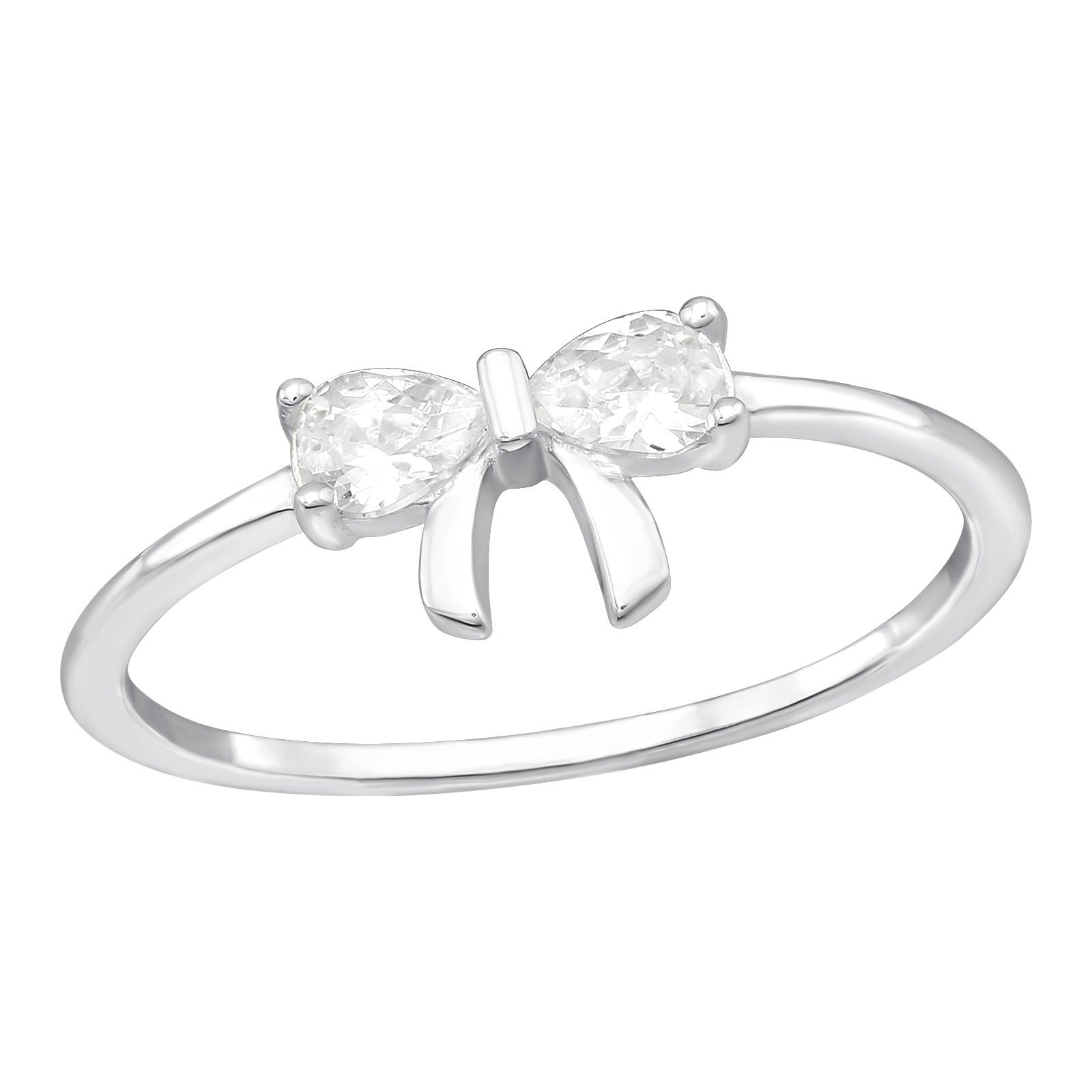 Fingerring Silber Ring Kristallschleife Frauen (Ring, Mädchen aus 1-tlg), 925 BUNGSA Damen