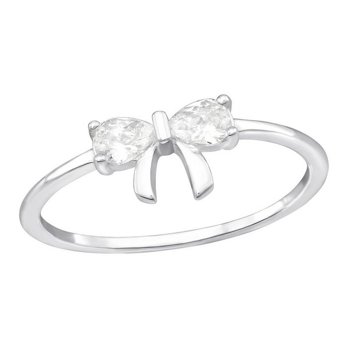 BUNGSA Fingerring Ring Kristallschleife aus 925 Silber Damen (Ring 1-tlg) Frauen Mädchen