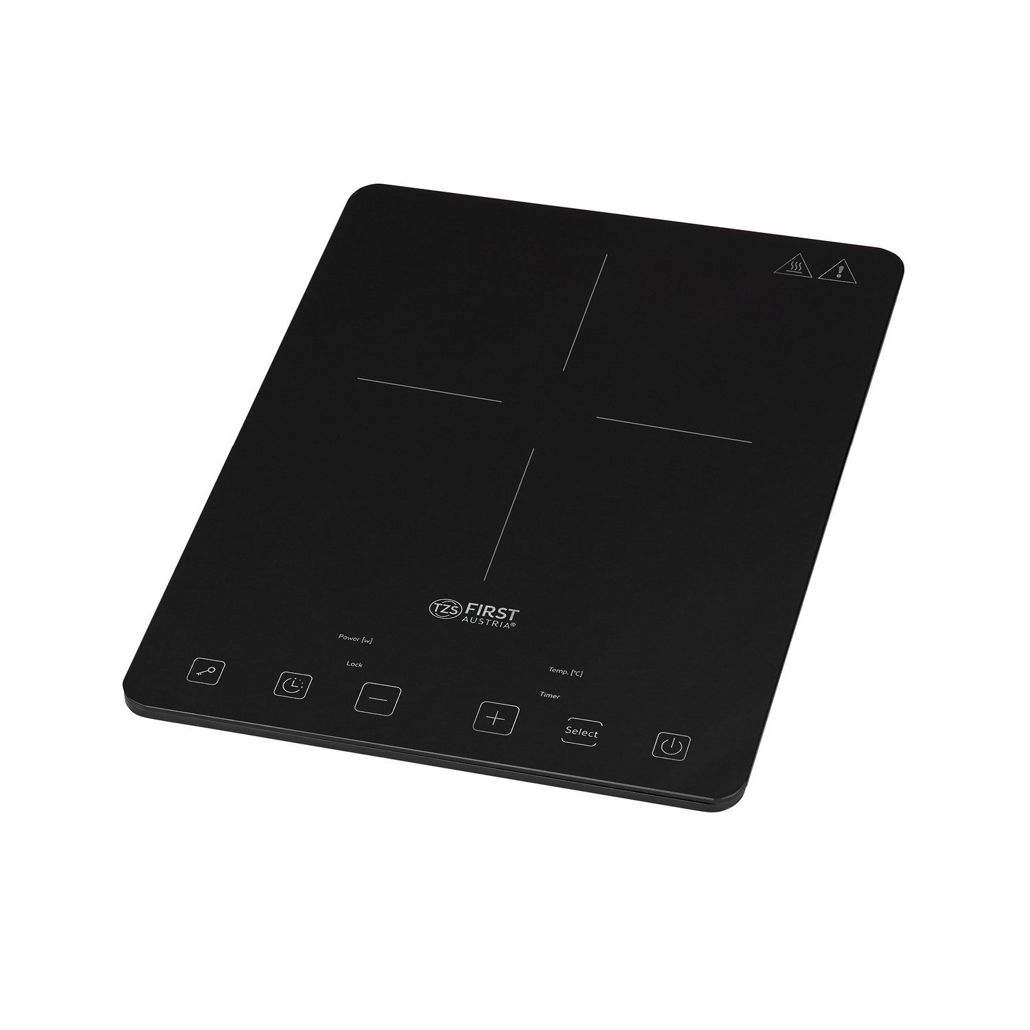 TZS FIRST AUSTRIA Einzelkochplatte 2000W, Induktionskochplatte, 10 Temperaturstufen & Timer, Slim Design, Kindersicherung, Überhitzungsschutz, digitale Steuerung