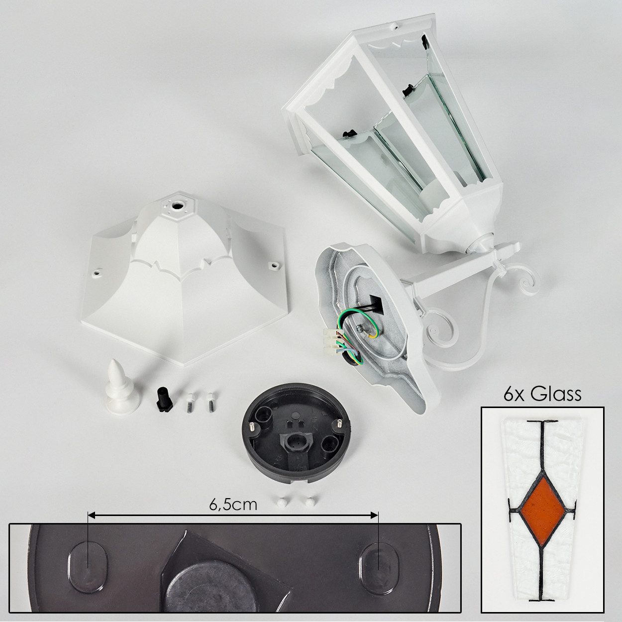 hofstein Außen-Wandleuchte Außenwandlampe aus Metall/Glas in Weiß/Klar/Orange, Wandleuchte außen im Vintage/Antik/Landhaus-Design, E27, IP44