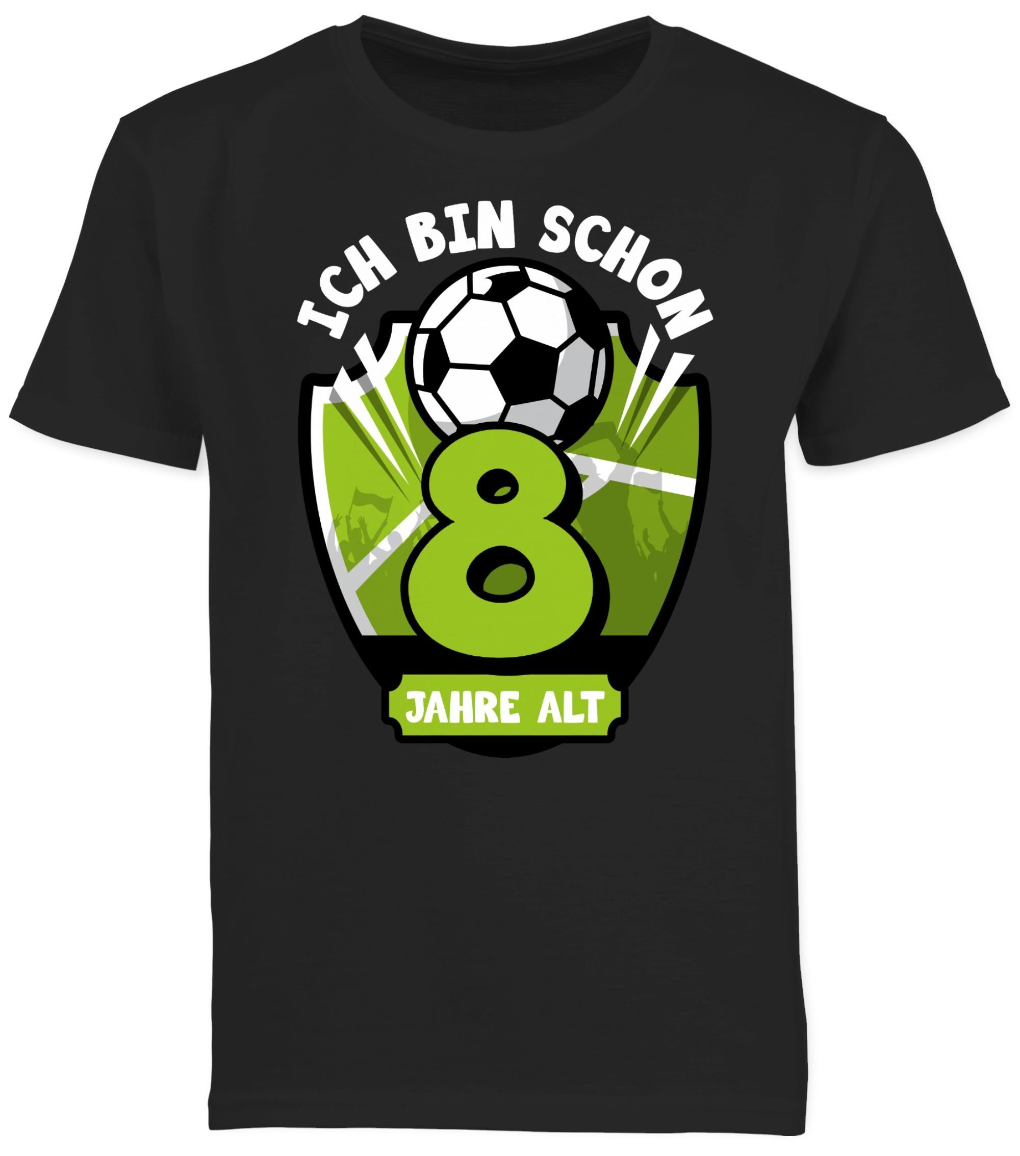 Shirtracer T-Shirt Ich 8. 2 acht Geburtstag schon Jahre alt Fußball bin Schwarz