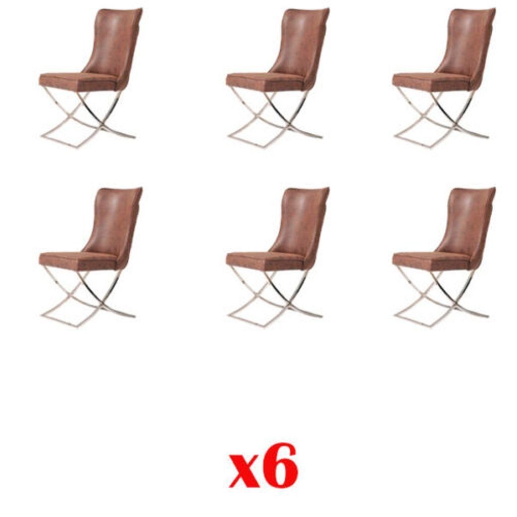 Lounge JVmoebel Esszimmerstuhl, Design Holz Ess Zimmer Club Stuhl Möbel Sessel 6x Stühle