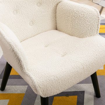 BlingBin Armlehnstuhl Rustikale Akzent Stuhl Modern Wingback Stuhl Mikrofaser gepolstert (1er Set, 1 St), Schreibtischstuhl, mit Armen Massivholz Beine