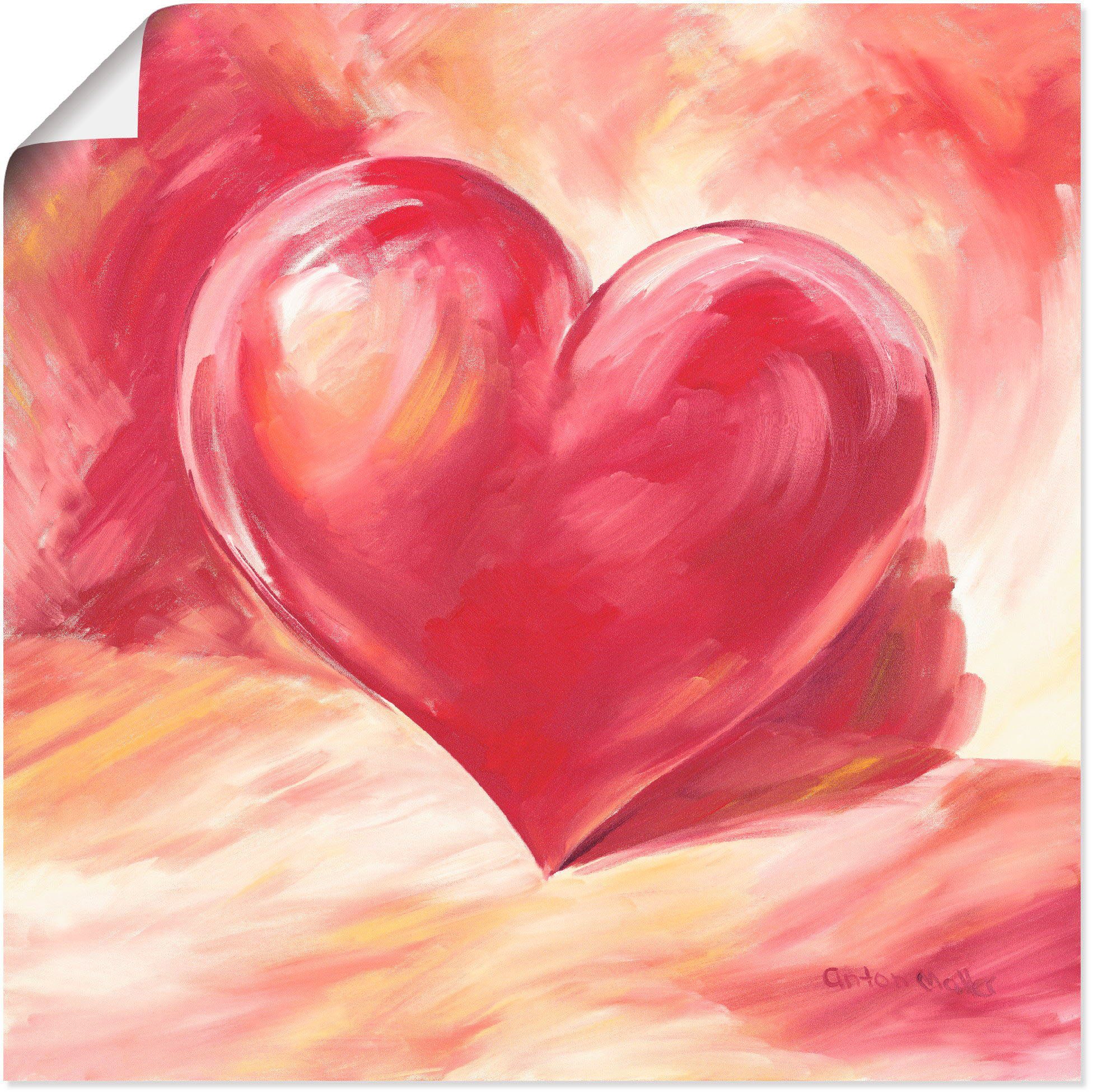 Artland Wandbild Rosa/rotes Herz, Herzen (1 günstig online kaufen