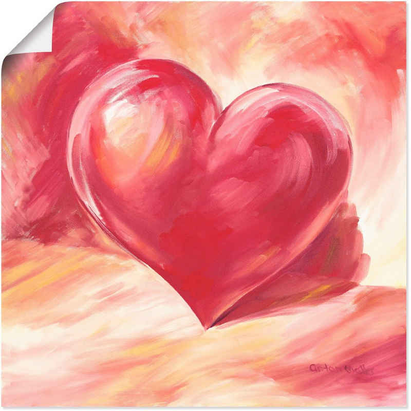 Artland Wandbild Rosa/rotes Herz, Herzen (1 St), als Alubild, Outdoorbild, Leinwandbild, Poster, Wandaufkleber