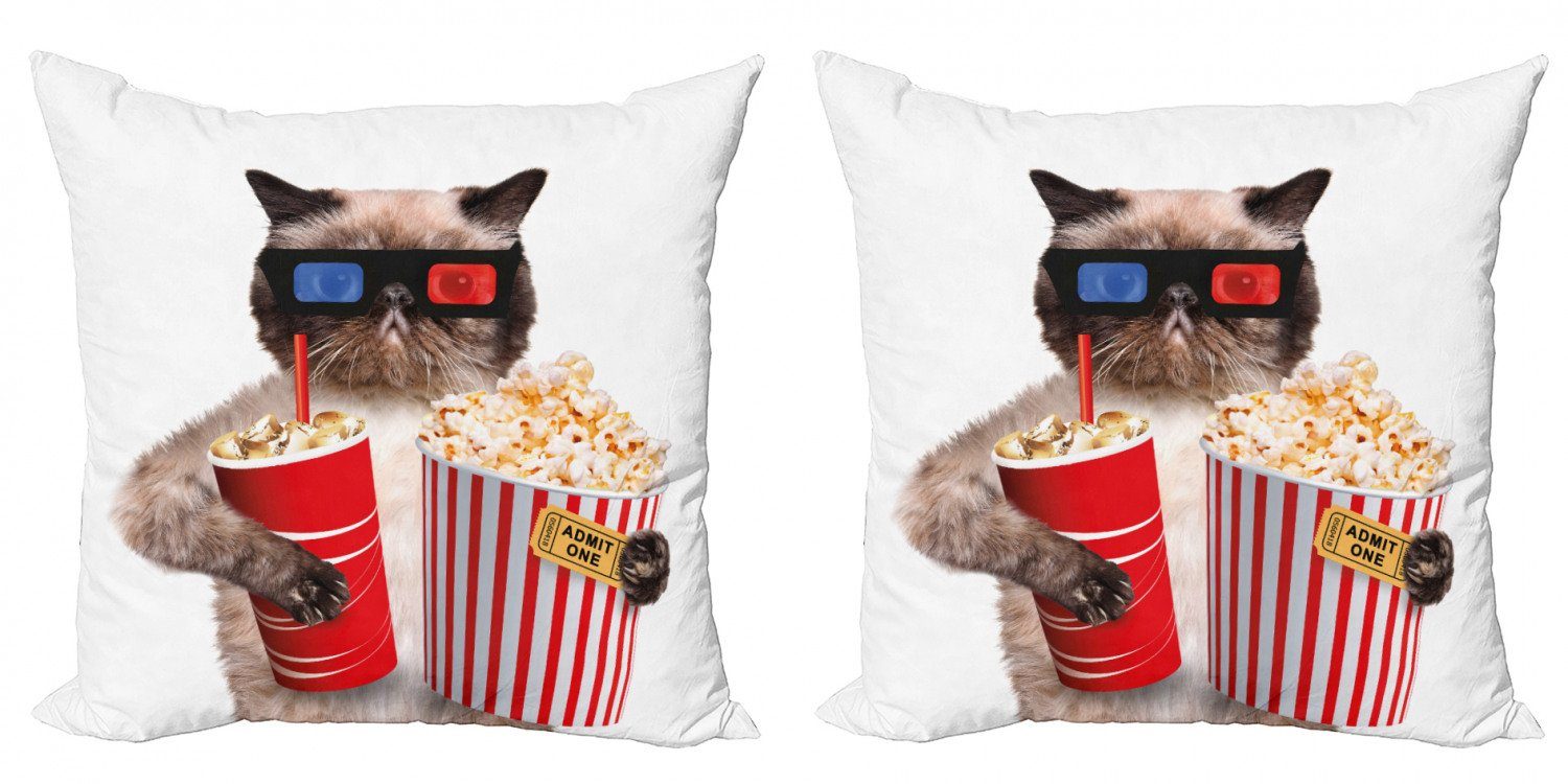 Kissenbezüge Modern Accent Doppelseitiger Popcorn (2 Kino Cat Digitaldruck, Stück), Abakuhaus