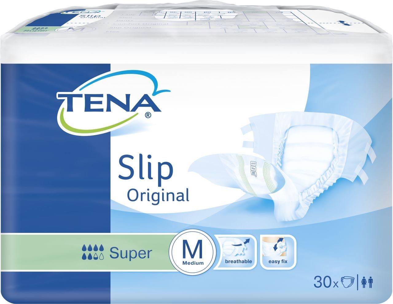 Inkontinenzauflage Tena Slip Original Super Größe M, 30 Stück TENA