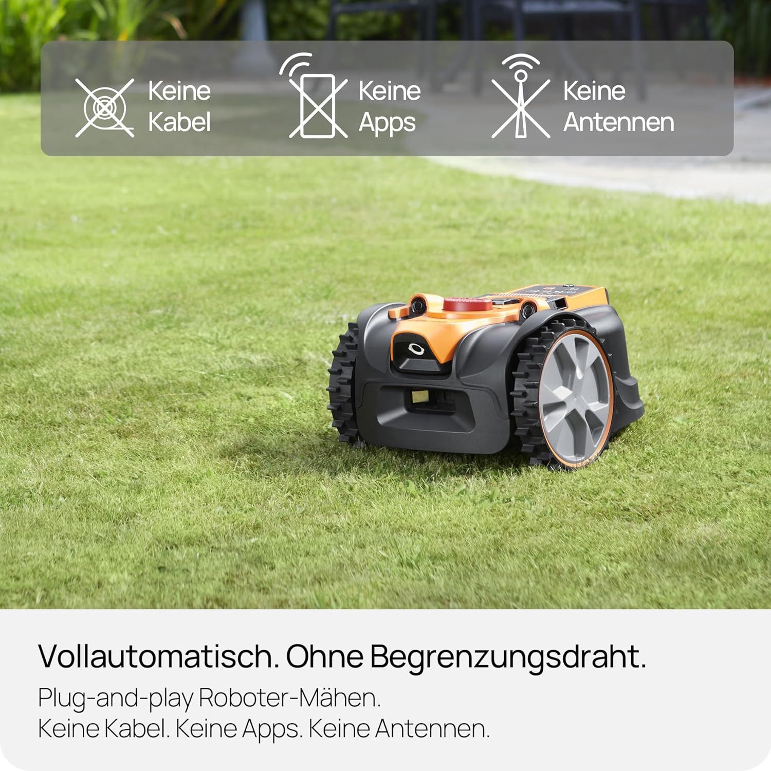 Lawnmaster Rasenmähroboter OcuMow®16 Rasenmäher Roboter Mähroboter ohne Begrenzungskabel, bis 300 m² Rasenfläche, (1-St., Optik-Navigation, Auto-Ladestation, Ve – Bild 4 von 5