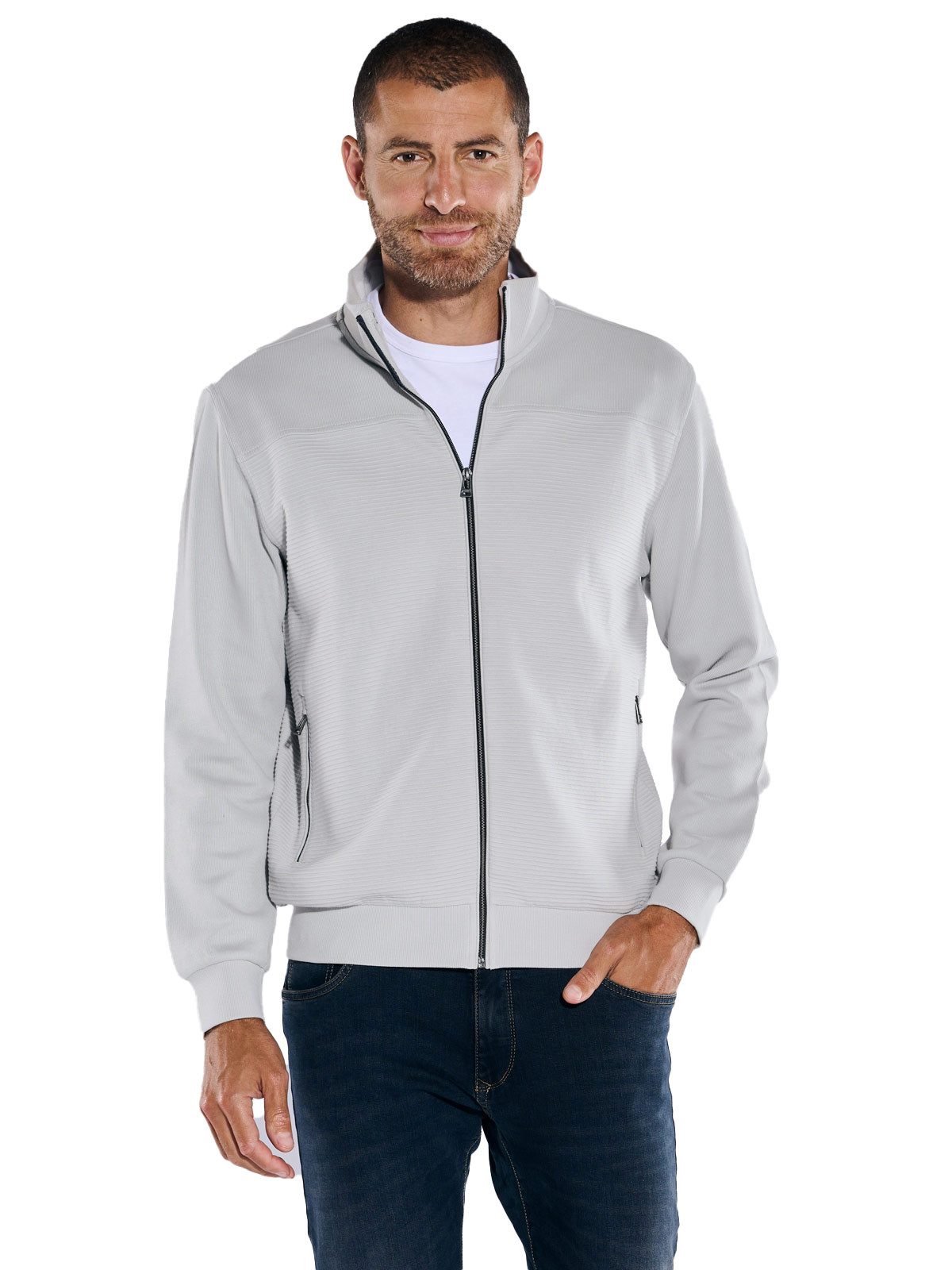 Sweatjacke engbers Herren Sweatjacke regular, Silbergrau
