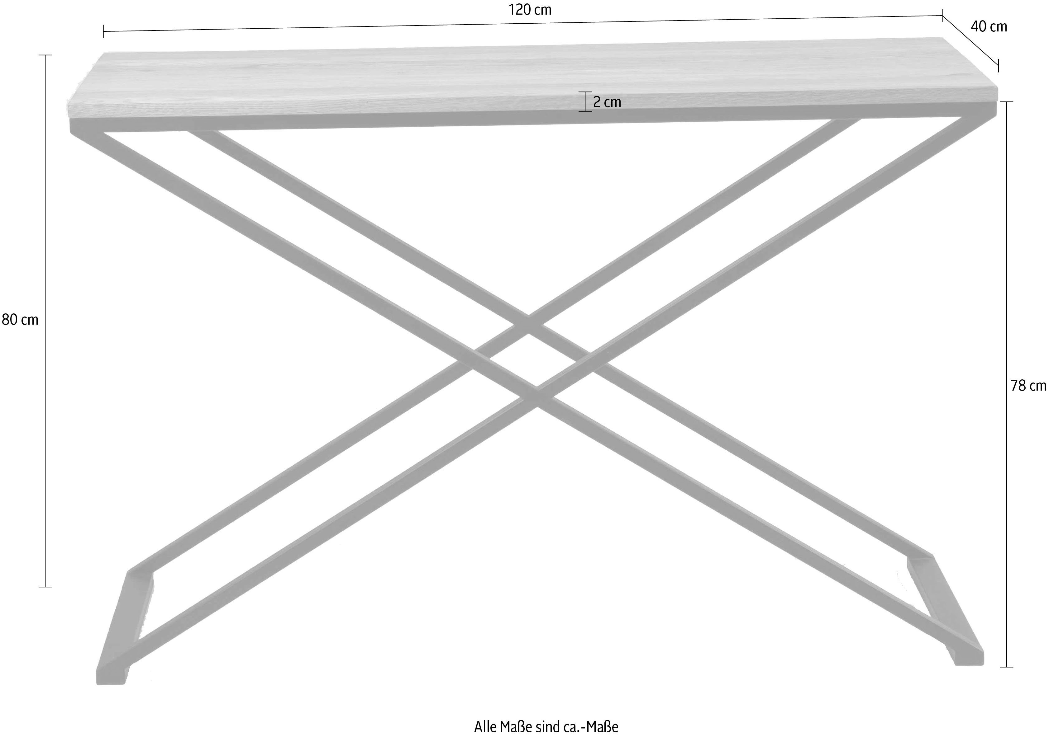 FSC Metall, Xantus, massiver andas Eiche, aus Konsolentisch zertifiziert Gestell Tischplatte aus