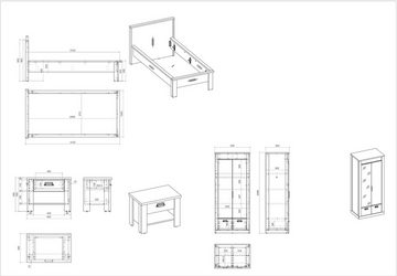 Home affaire Schlafzimmer-Set SHERWOOD, (3-St), Liegefläche 90x200cm, Schrank 2-trg. 93cm breit