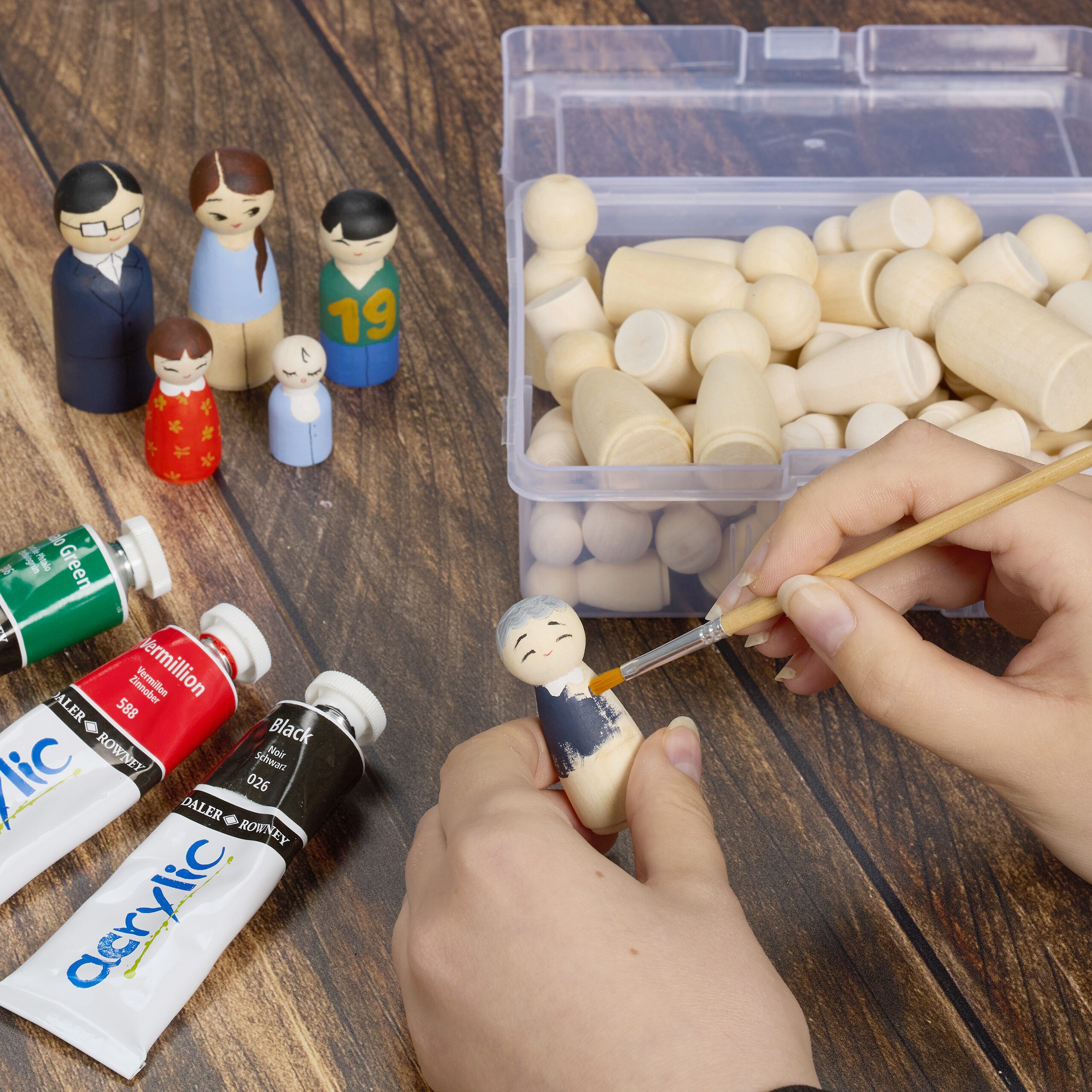 relaxdays Bastelnaturmaterial Holzfiguren zum Bemalen 100er Set, (100-tlg)