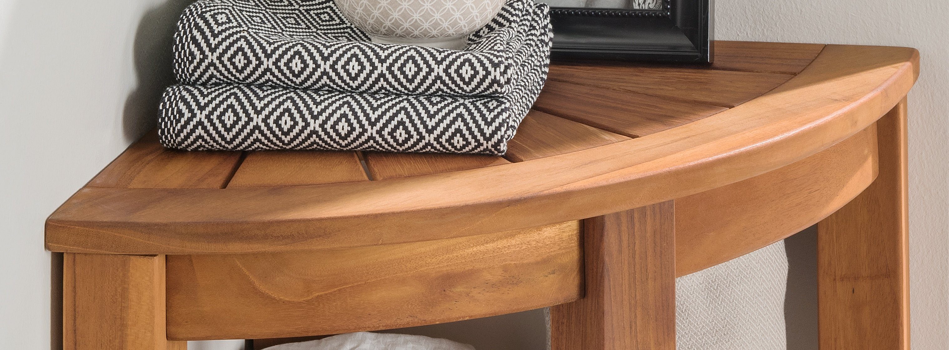 Destiny Badregal SPA & LIVING, Eckregal halbrund 40x40x44,5 cm, Teak