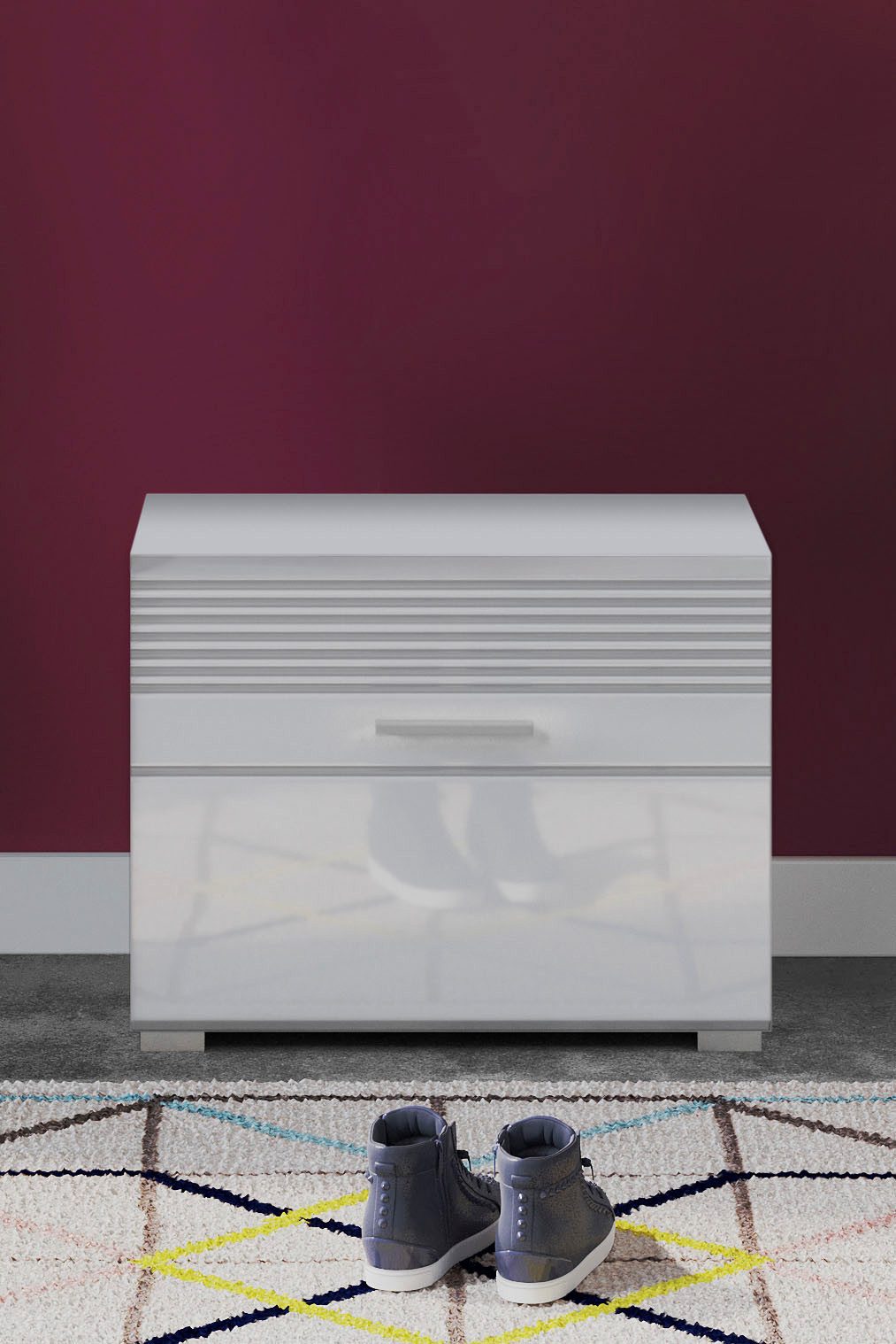 Home affaire Sitzbank Malmö, Breite 60 cm, 1 Tür, 2 Fächer, hochwertige MDF Front, Rillenfräsung, Bank, Schuhbank, Garderobenbank, Dielenbank