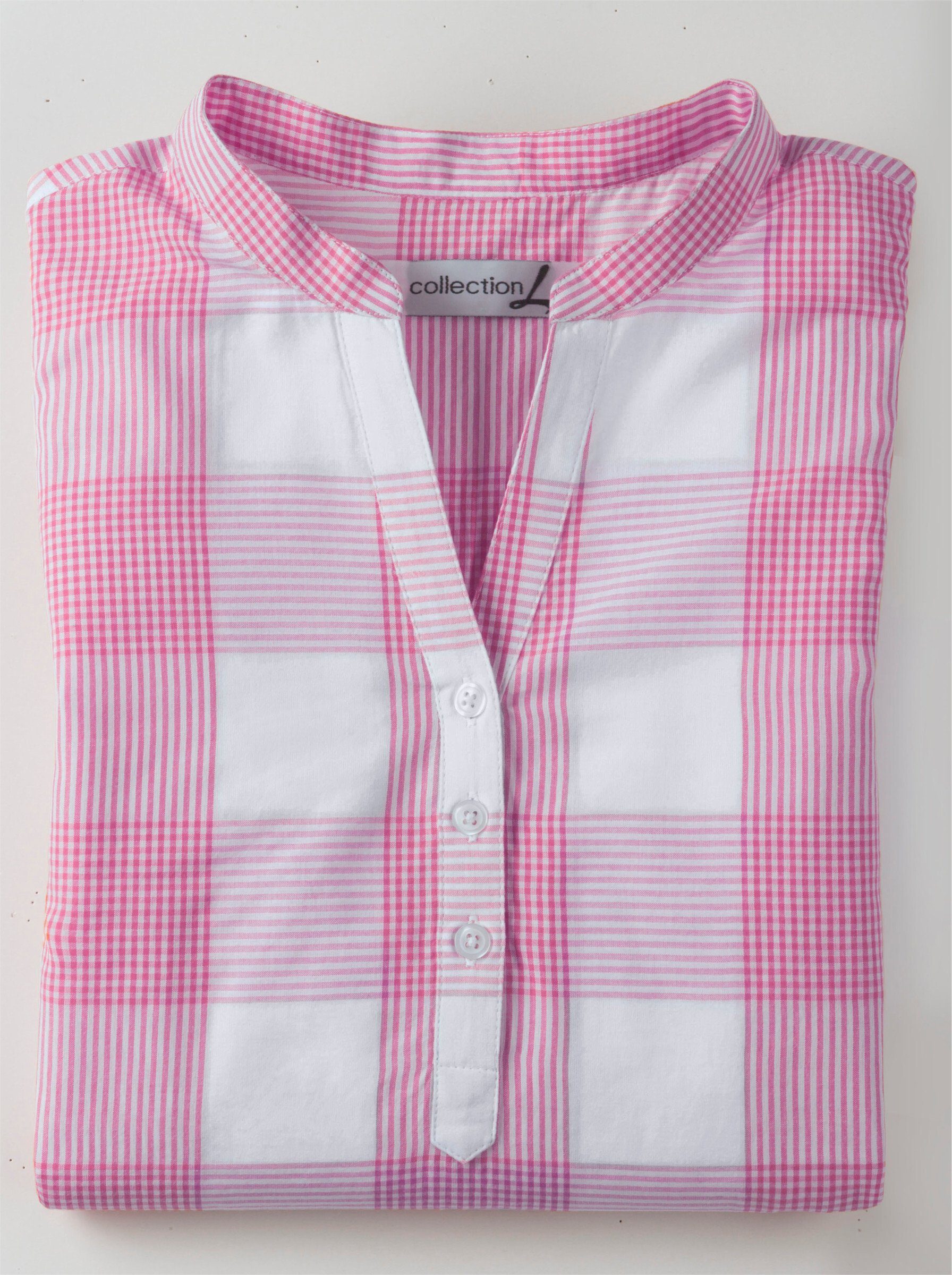 Klassische Bluse WEIDEN WITT pink-weiß-kariert