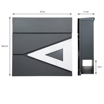 ML-DESIGN Standbriefkasten Briefkastenanlage Briefkastenständer Postkasten Briefkastenstandfuß, Anthrazit-Marmoroptik 37x10,5x36,5cm Edelstahl/Stahl Silber Höhe 120cm