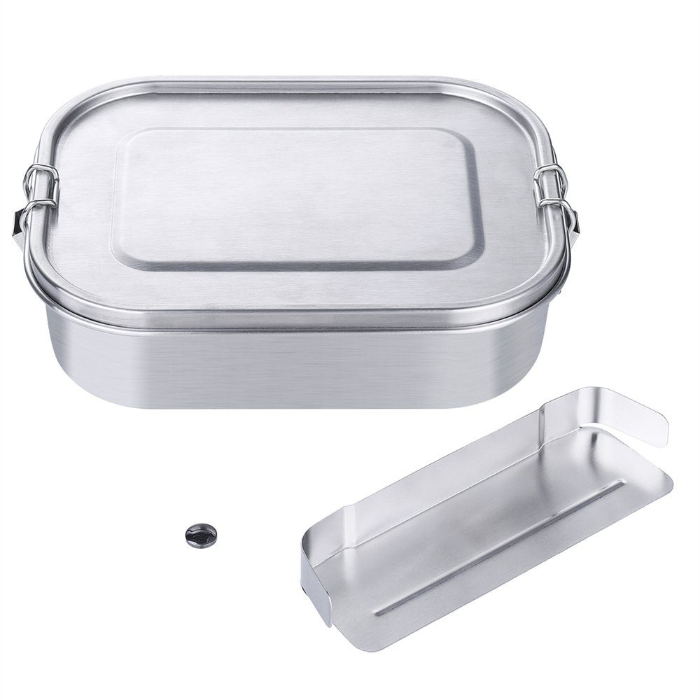 CHARMINER Lunchbox, (1400ml hochwertige Edelstahl Brotdose mit 2 flexiblen  Fächern), auslaufsicher