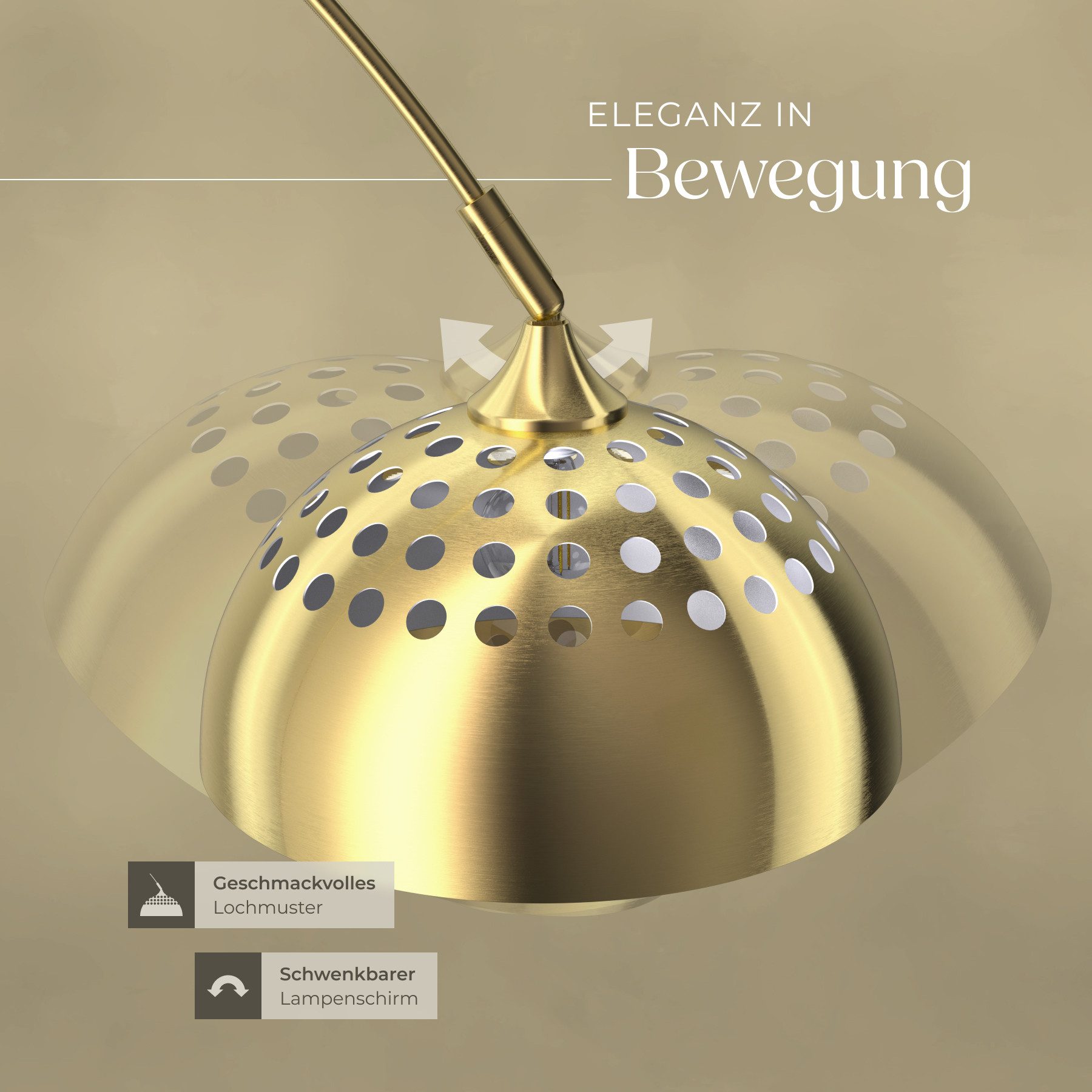 tectake Stehlampe Bogenleuchte, LED, Verstellbare Bogenlampe aus Stahl im eleganten Retro-Design