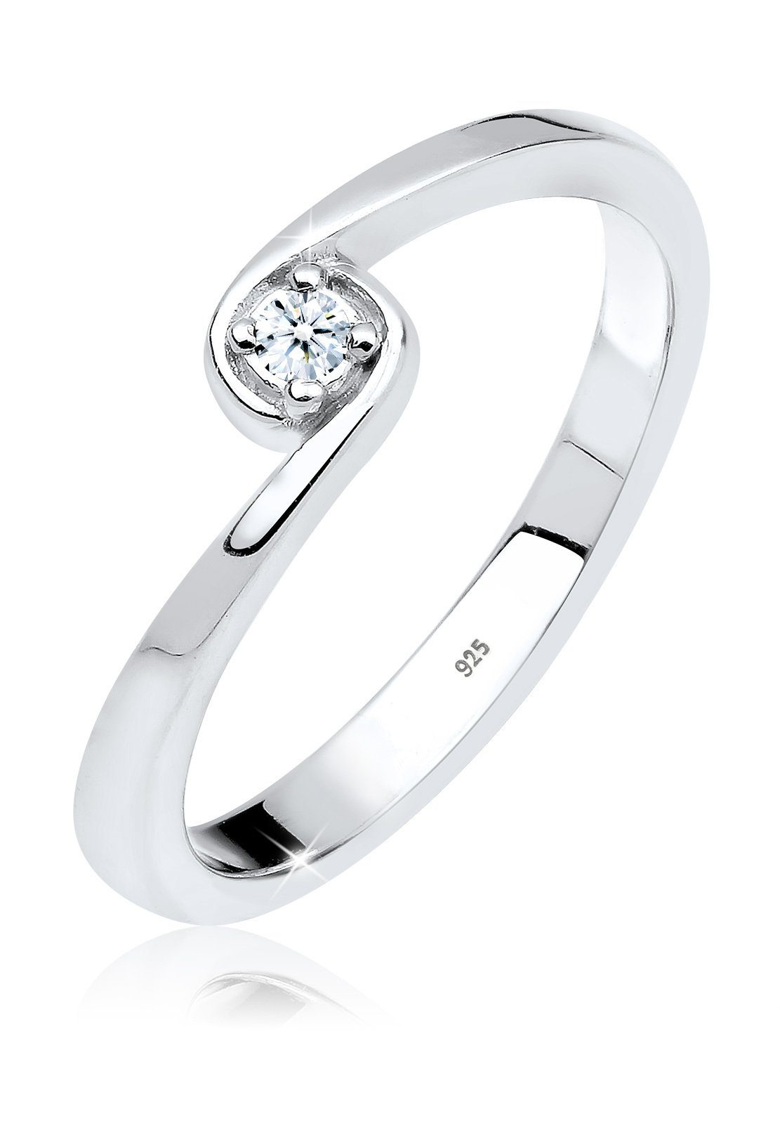 Elli DIAMONDS Verlobungsring Solitär Verlobung Diamant 0.03 ct. 925 Silber