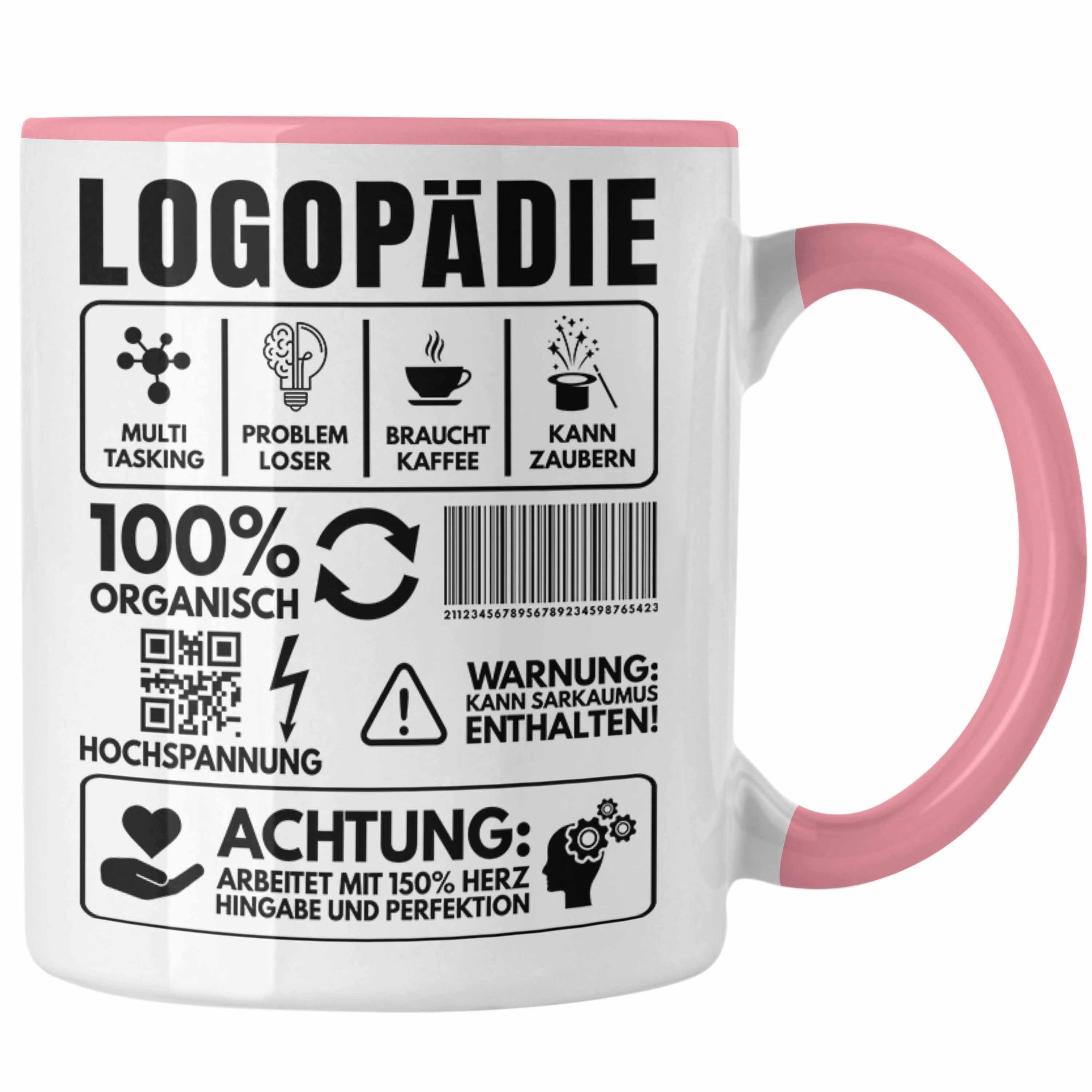 Trendation Tasse Trendation - Logopädin Spruch Tasse Geschenk Logopädie Logopäde Rosa