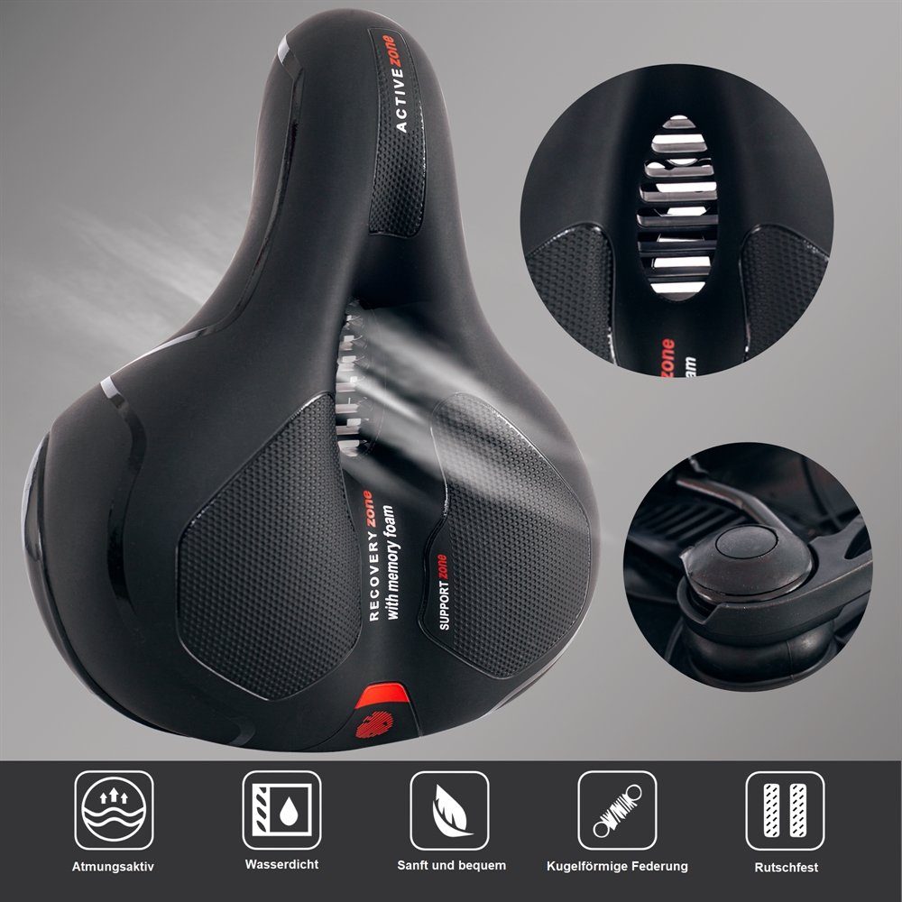 Feel2Home Fahrradsattel Fahrradsattel Ergonomischer Sitz Gel Schaum Rückstrahler rot und blau (Stück, mit Sattelbezug), Atmungsaktiv