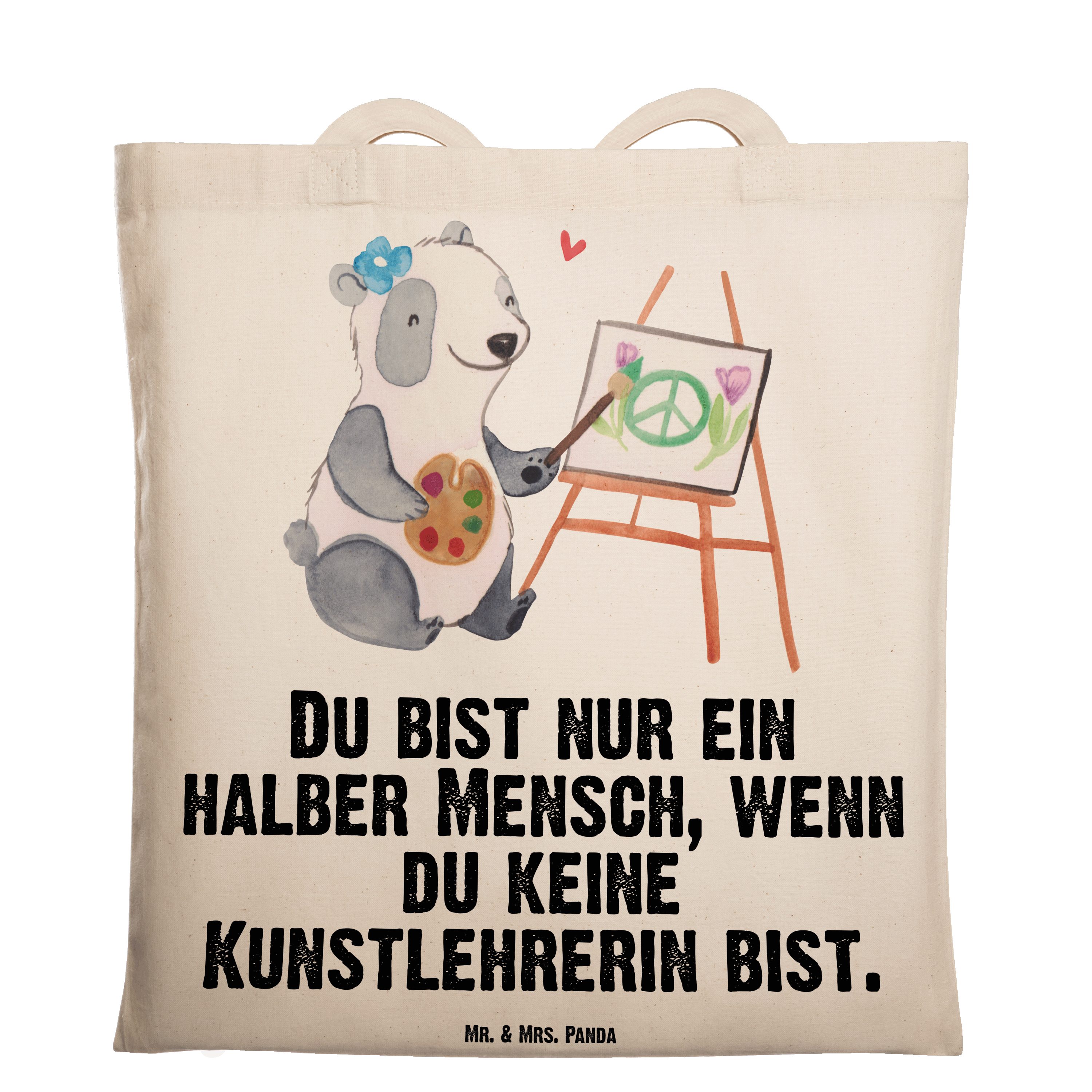 Mr. & Mrs. - Tragetasche Transparent mit Geschenk, - Kunstlehrerin Panda Kunstunterricht, Jut Herz (1-tlg)