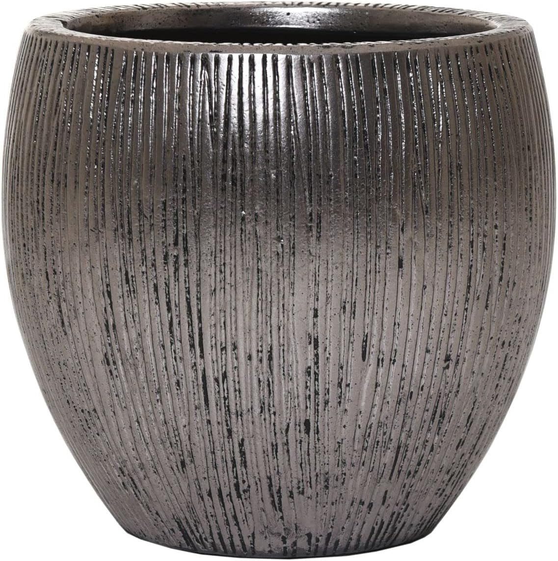 VIVANNO Blumentopf Fiberglas CAIRO Rund - Silber Mit Muster (1 St), 42x40 cm