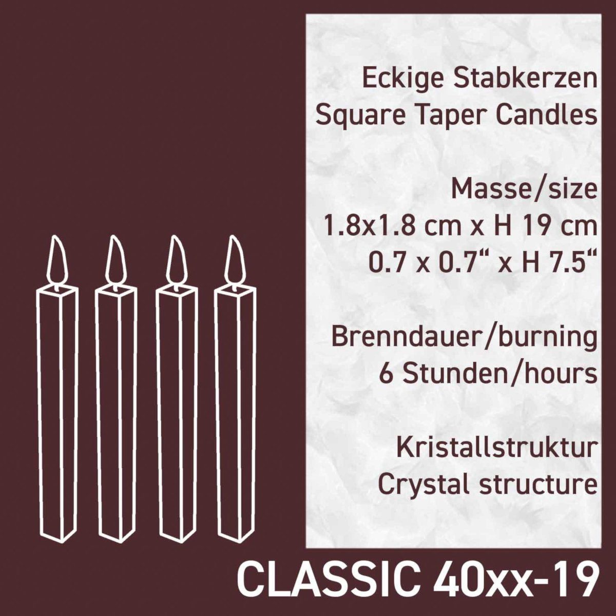 Amabiente Tafelkerze Kerze CLASSIC anthrazit 19cm - 4er Set