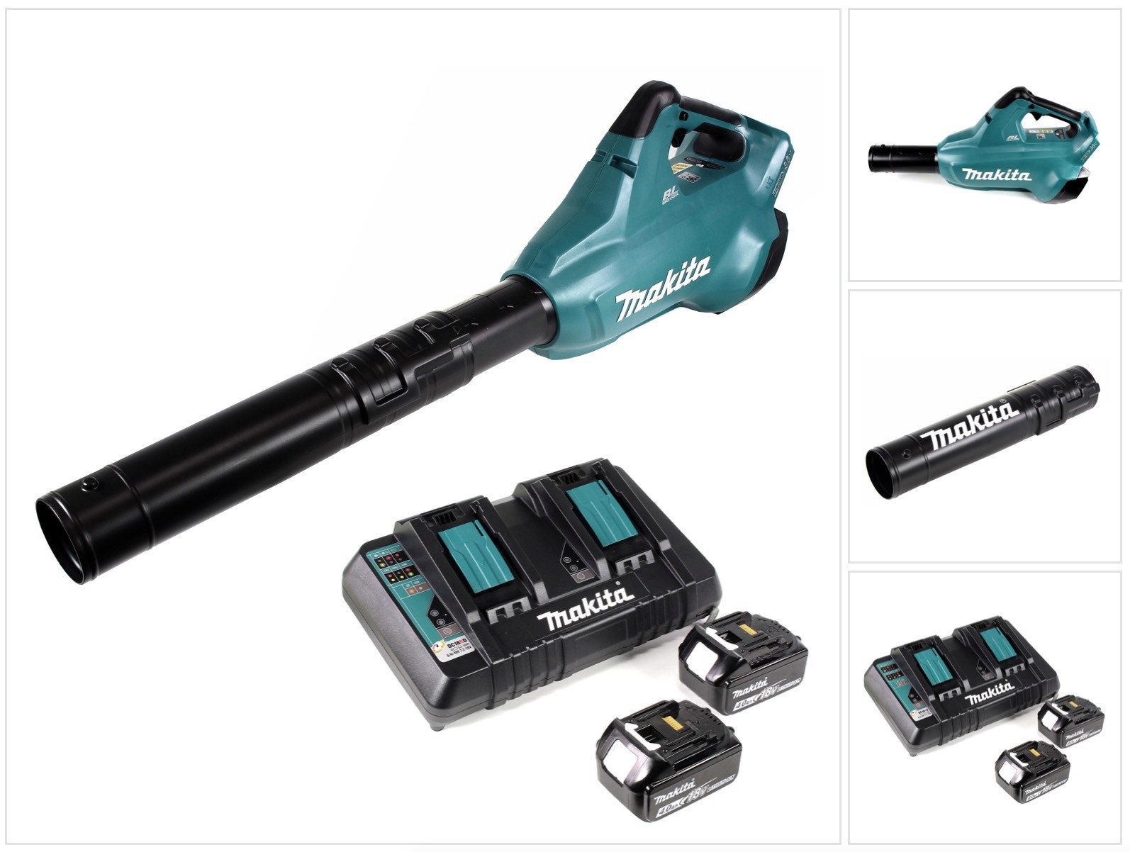 Makita Akku-Laubbläser DUB 362 PM Akku Laubbläser 36V + 2x Akkus 4,0 Ah + Doppellladegerät