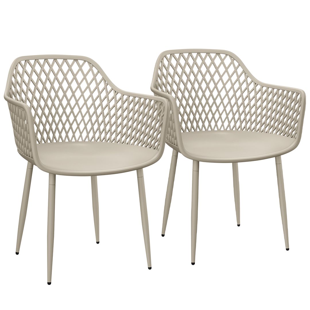 STEELSØN Gartenstuhl Quasira wetter- & UV-beständig (taupe, 2er Set), outdoor Loungesessel mit Armlehnen, verfügbar als 2er/4er/6er Set