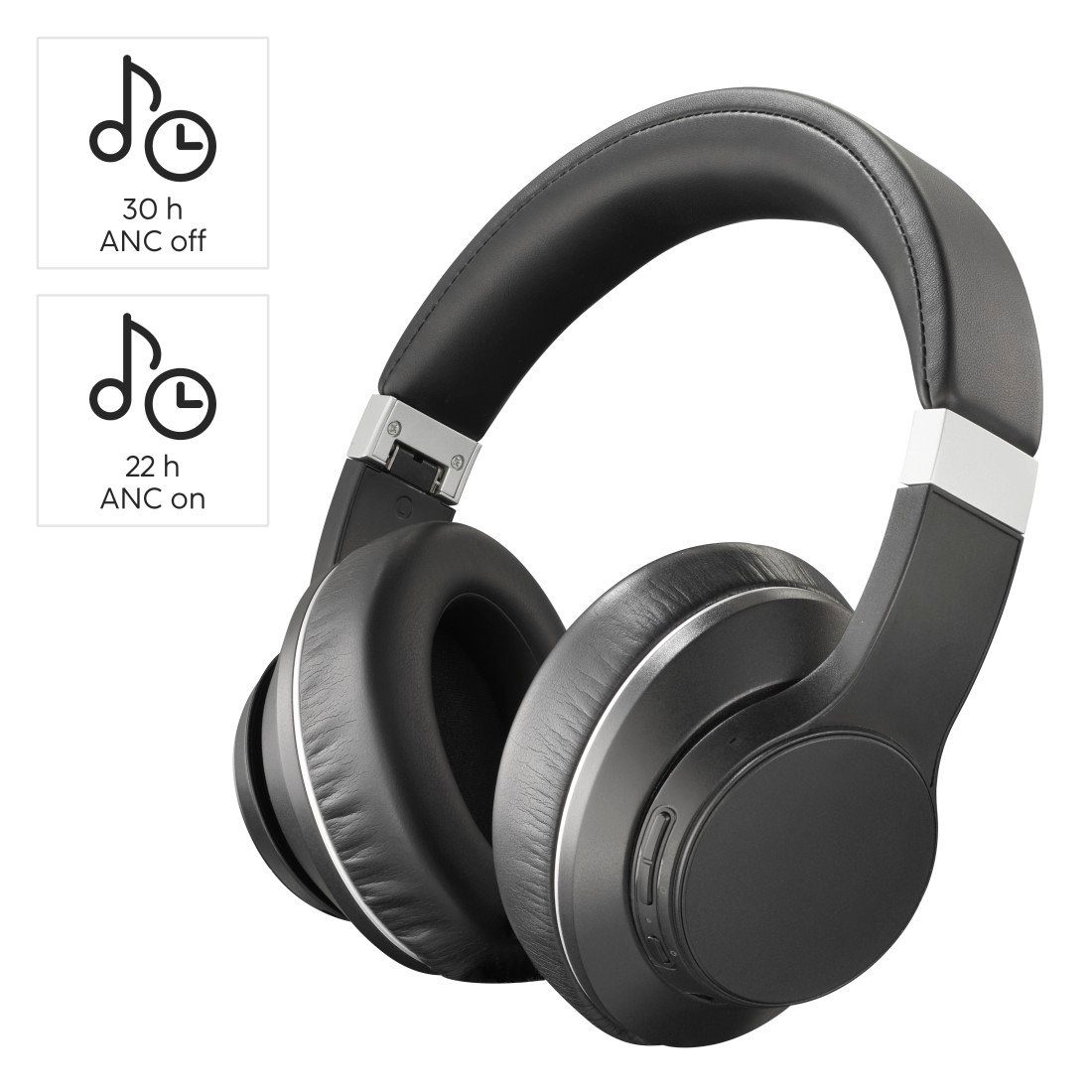 „Passion 20h Bluetooth-Kopfhörer Musik, integrierte Voyage“, (Active Cancelling bis Akku Bluetooth-Kopfhörer Google Freisprechfunktion, Noise Noise Anrufe für Sprachsteuerung, und Cancelling, (ANC), Assistant, Siri) Hama Steuerung