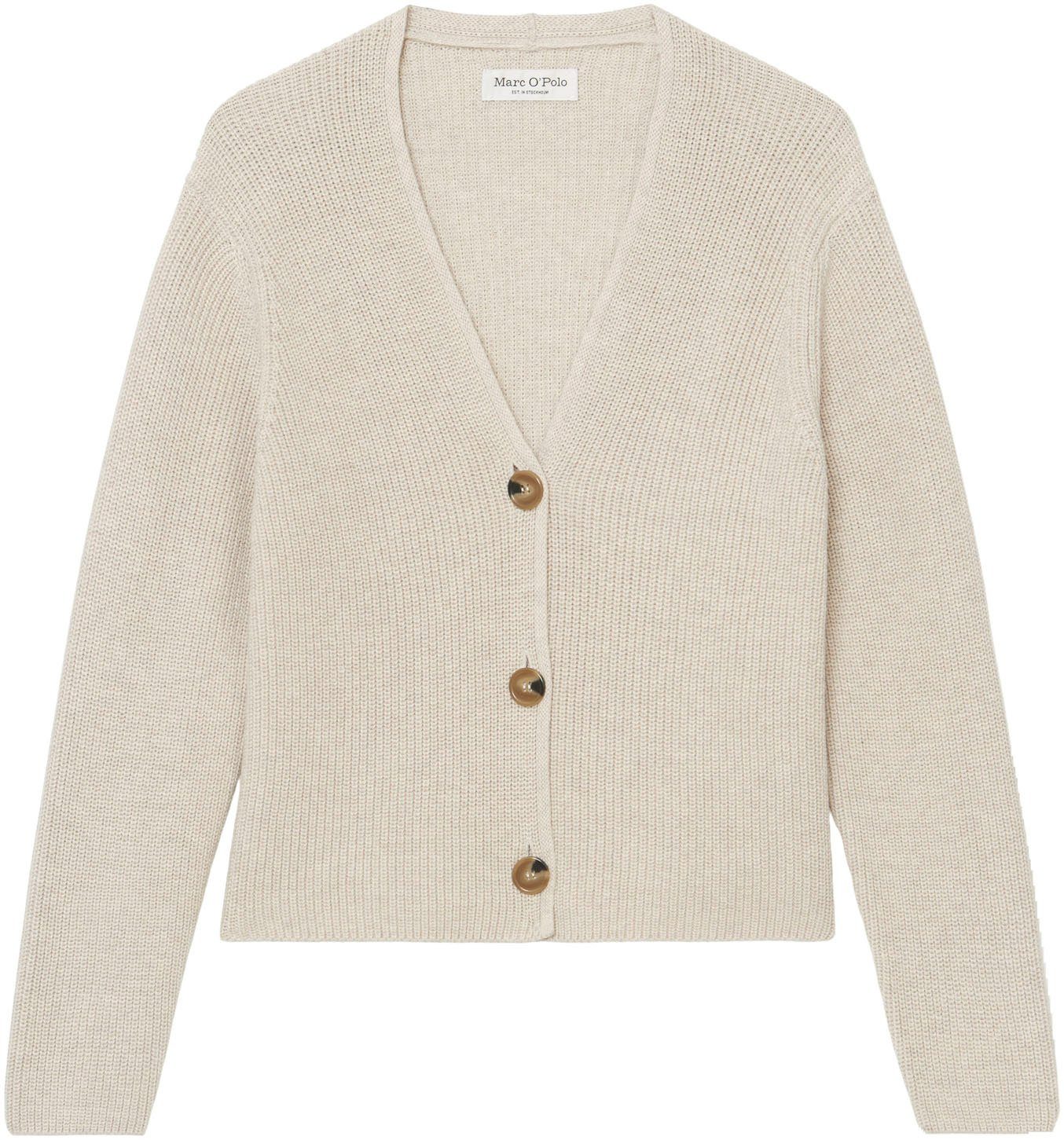 kurzer, meliert in gerader Strickjacke Marc Form O'Polo sand