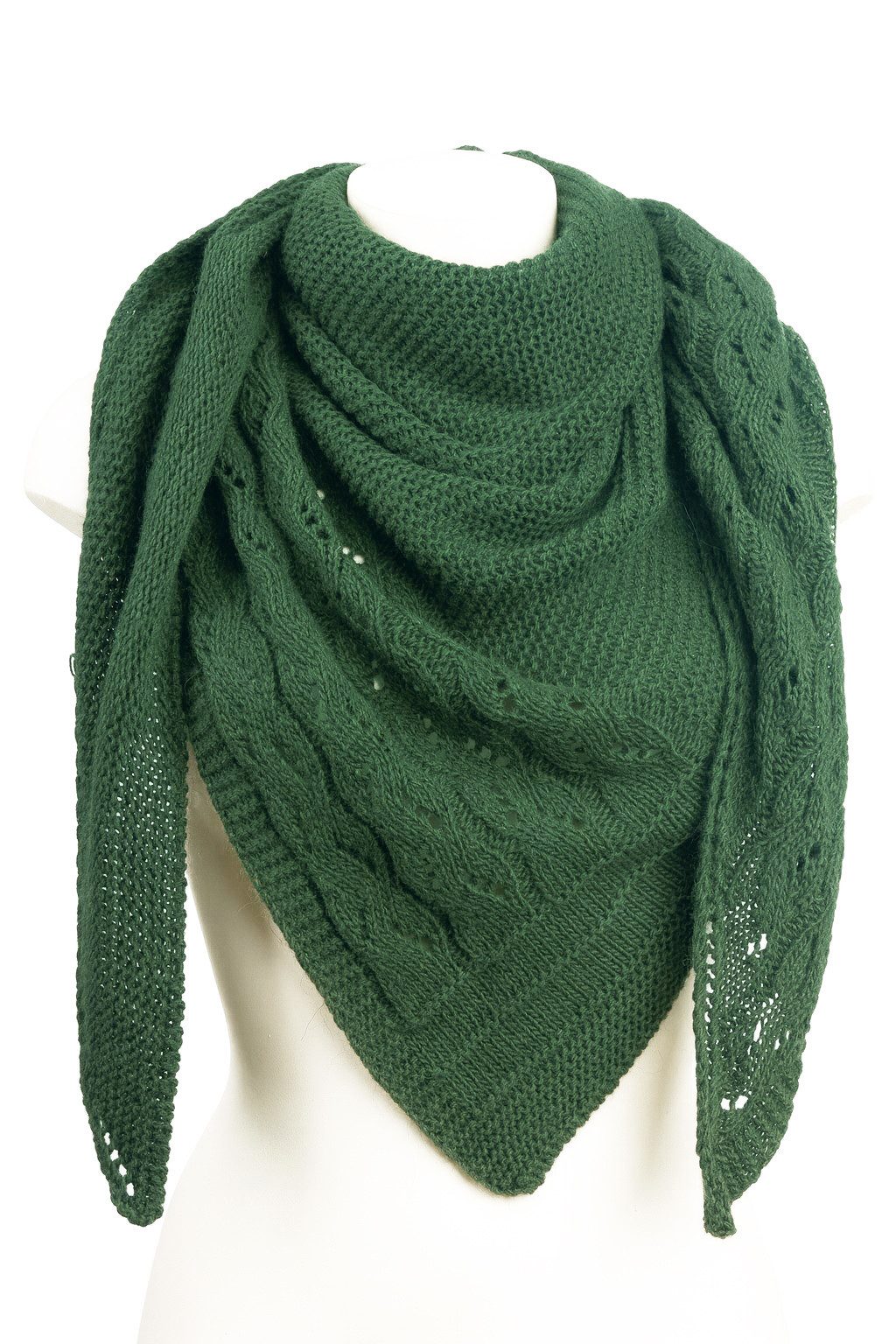 Der Trachtler Dreieckstuch Trachtentuch Trachtenstola Überwurf Schultertuch Cape "Leni", mit wunderschönem Zopf- und Lochmuster -Made in Italy-