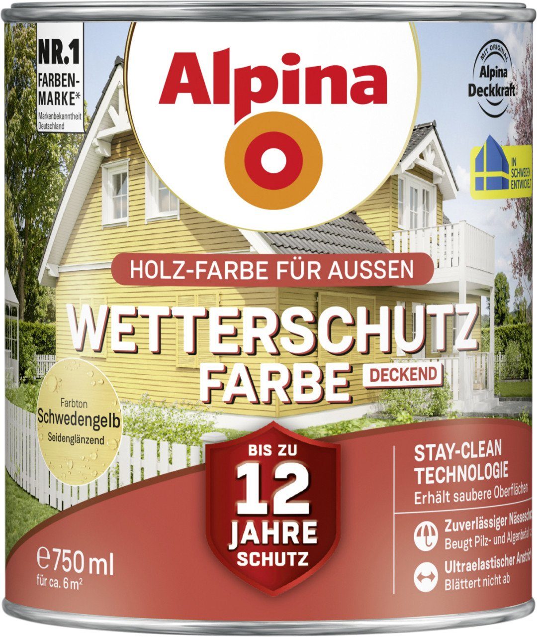 Alpina Holzschutzlasur Alpina L Wetterschutzfarbe 0,75 deckend