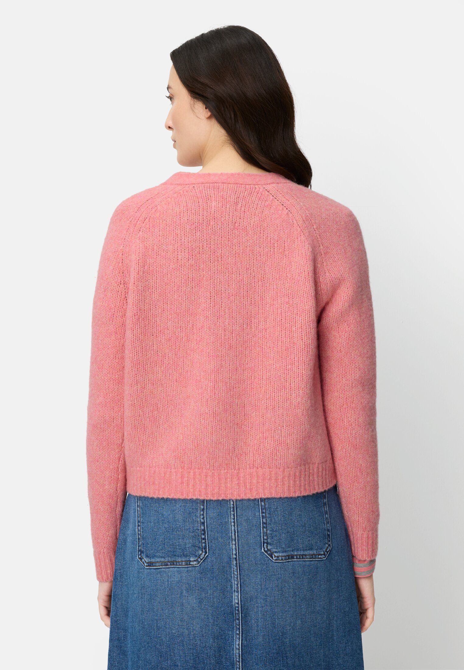 camel active Cardigan mit Raglanärmeln und Knopfverschluss Langarm Markenlabel