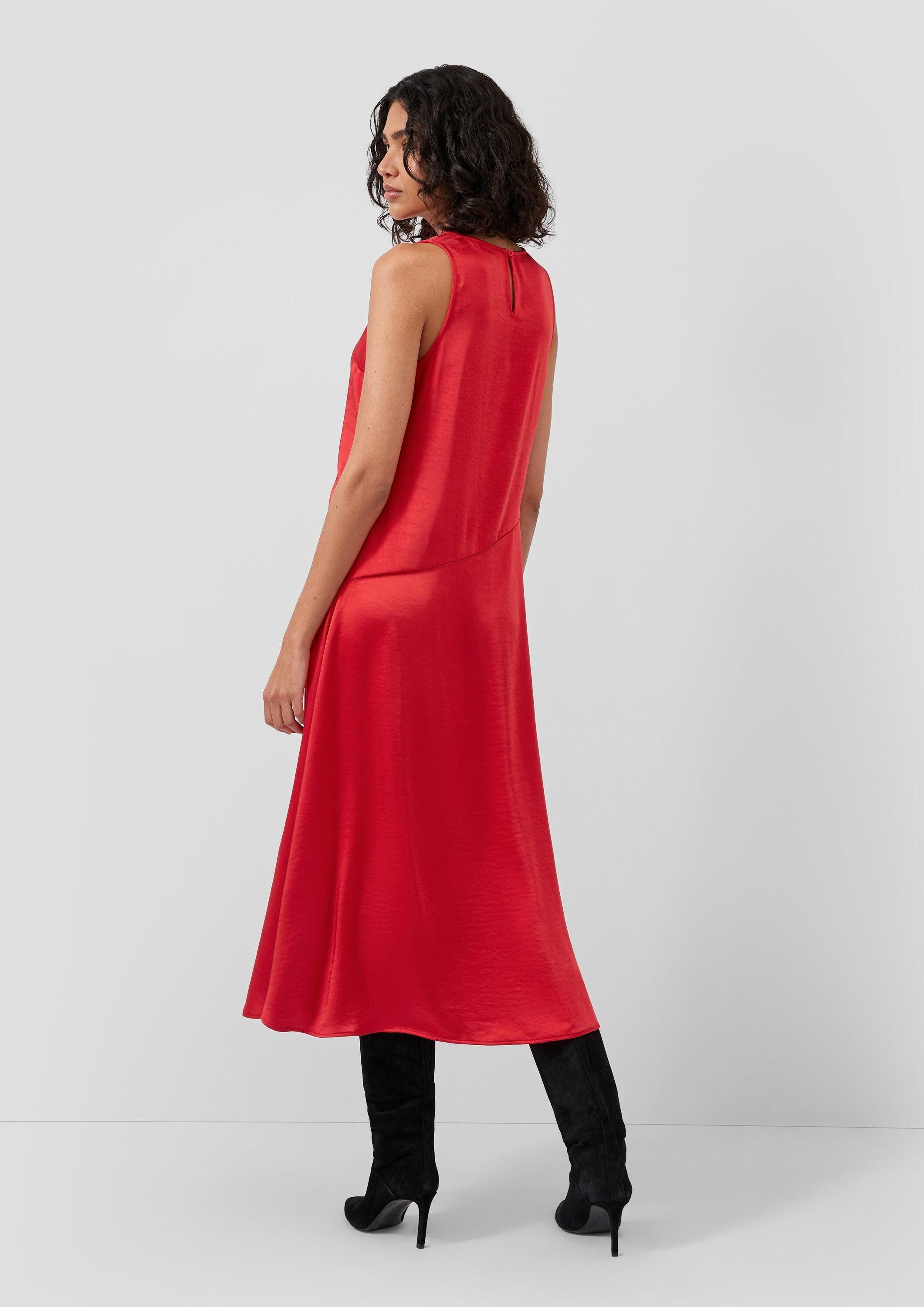 s.Oliver Midikleid Kleid Ärmelloses Satinkleid mit diagonaler Ziernaht