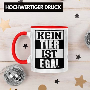 Trendation Tasse Trendation - Veganer Geschenk Lustige Tasse Vegetarier Geschenkidee Tasse Lustig für Geschenkset und Geschenkbox Kein Tier Ist Egal