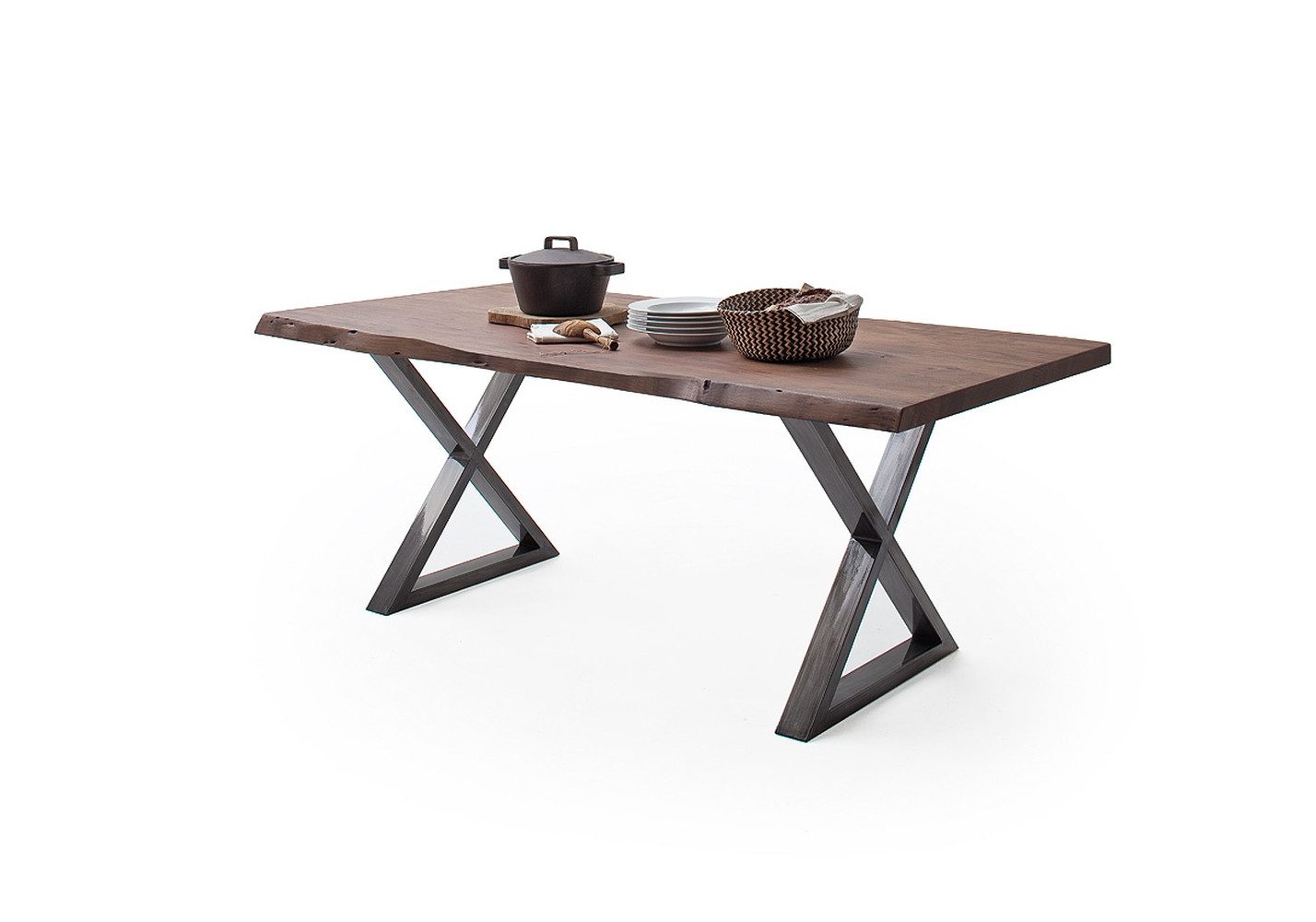 freiraum Baumkantentisch Calabria, in Akazie walnuss / antik - 240x79,5x100 (BxHxT)